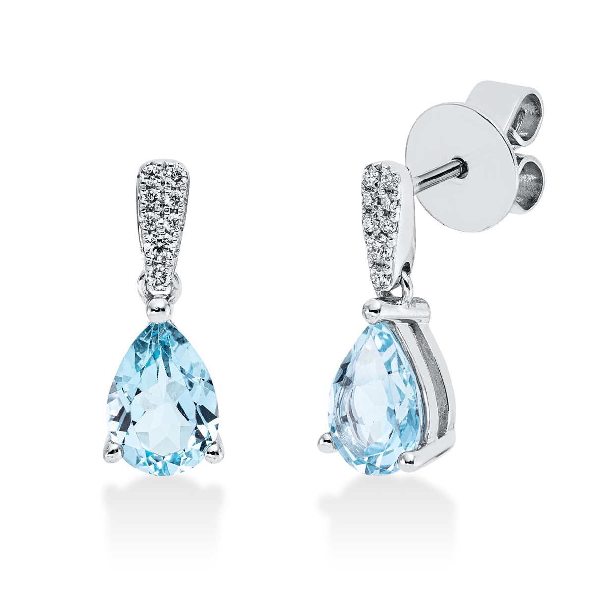 diamond full cut topaz colored stone fashion earrings in white gold