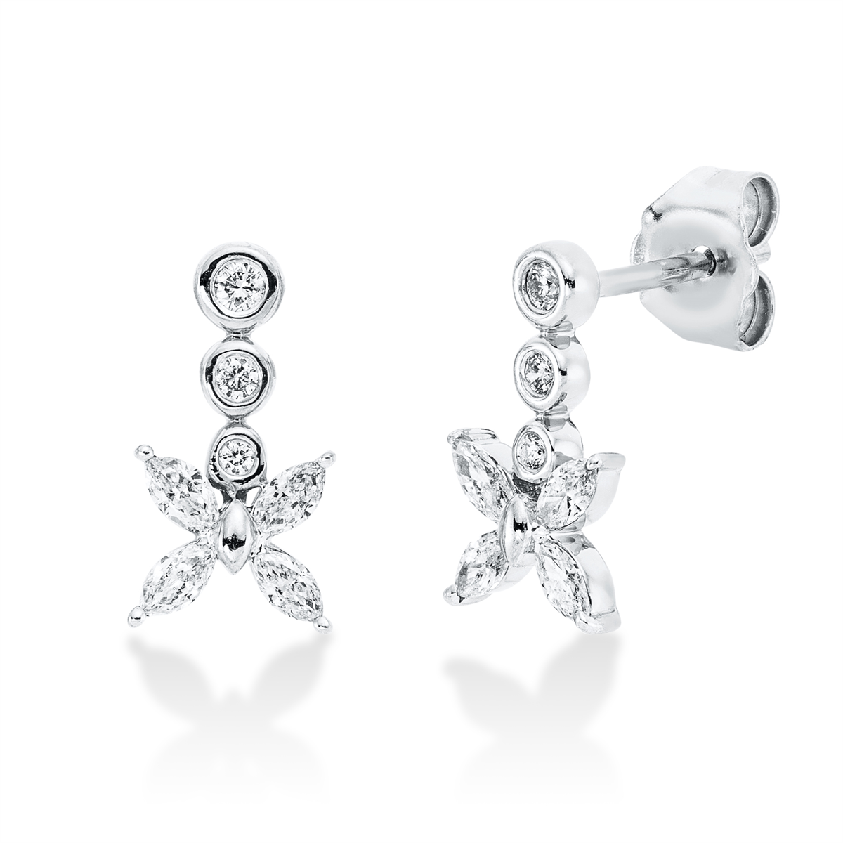 diamond full cut  modern woman earrings in white gold