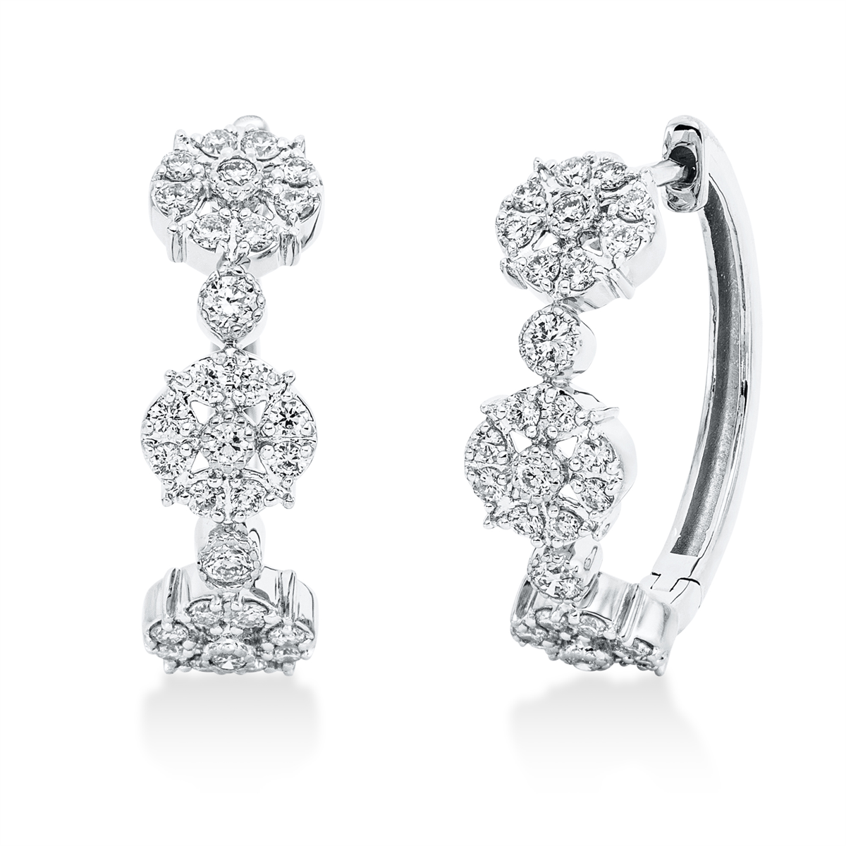 diamond full cut  illusion classic hoops & huggies in white gold