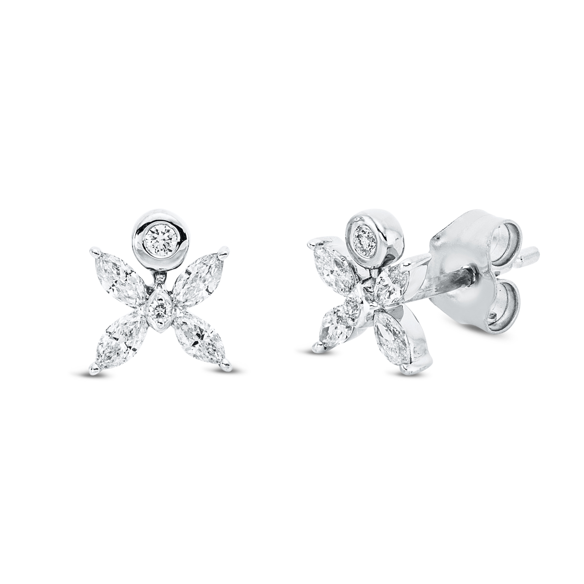 diamond full cut  modern woman studs in white gold