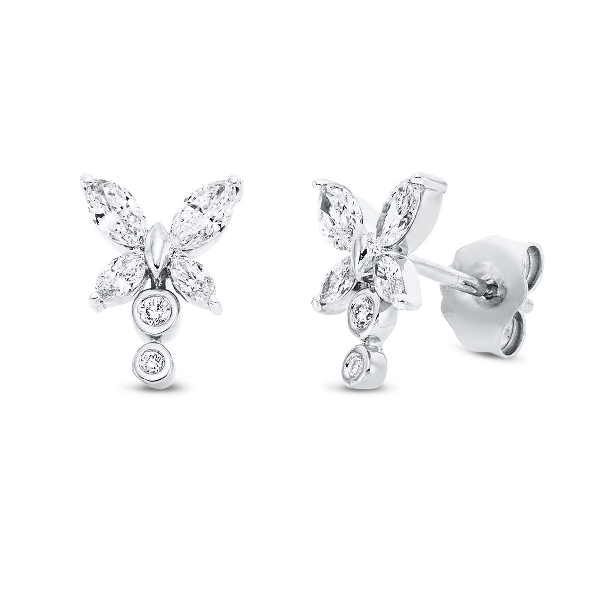 diamond full cut  modern woman studs in white gold