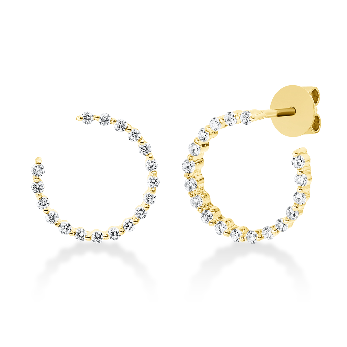 diamond full cut  modern woman earrings in yellow gold