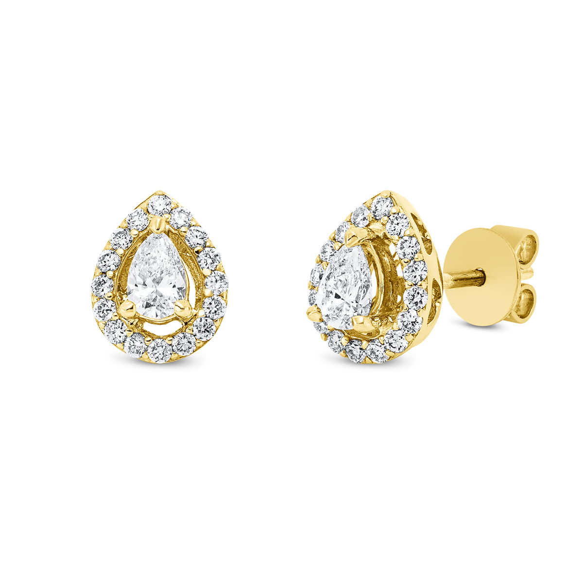 diamond full cut  solitaire with accent stones studs in yellow gold