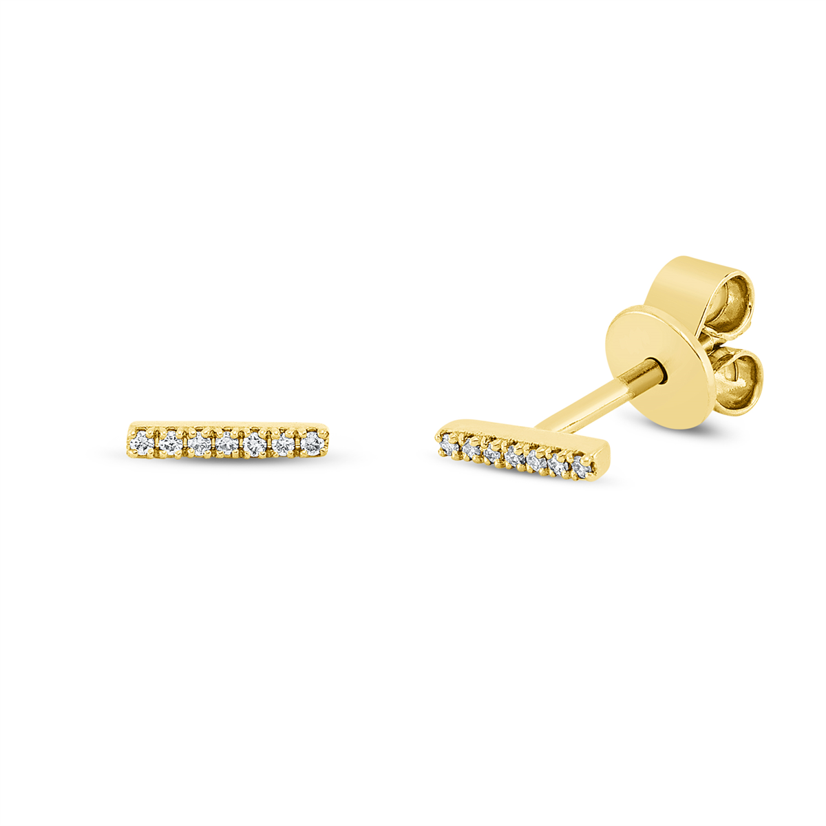 diamond full cut  modern woman studs in yellow gold