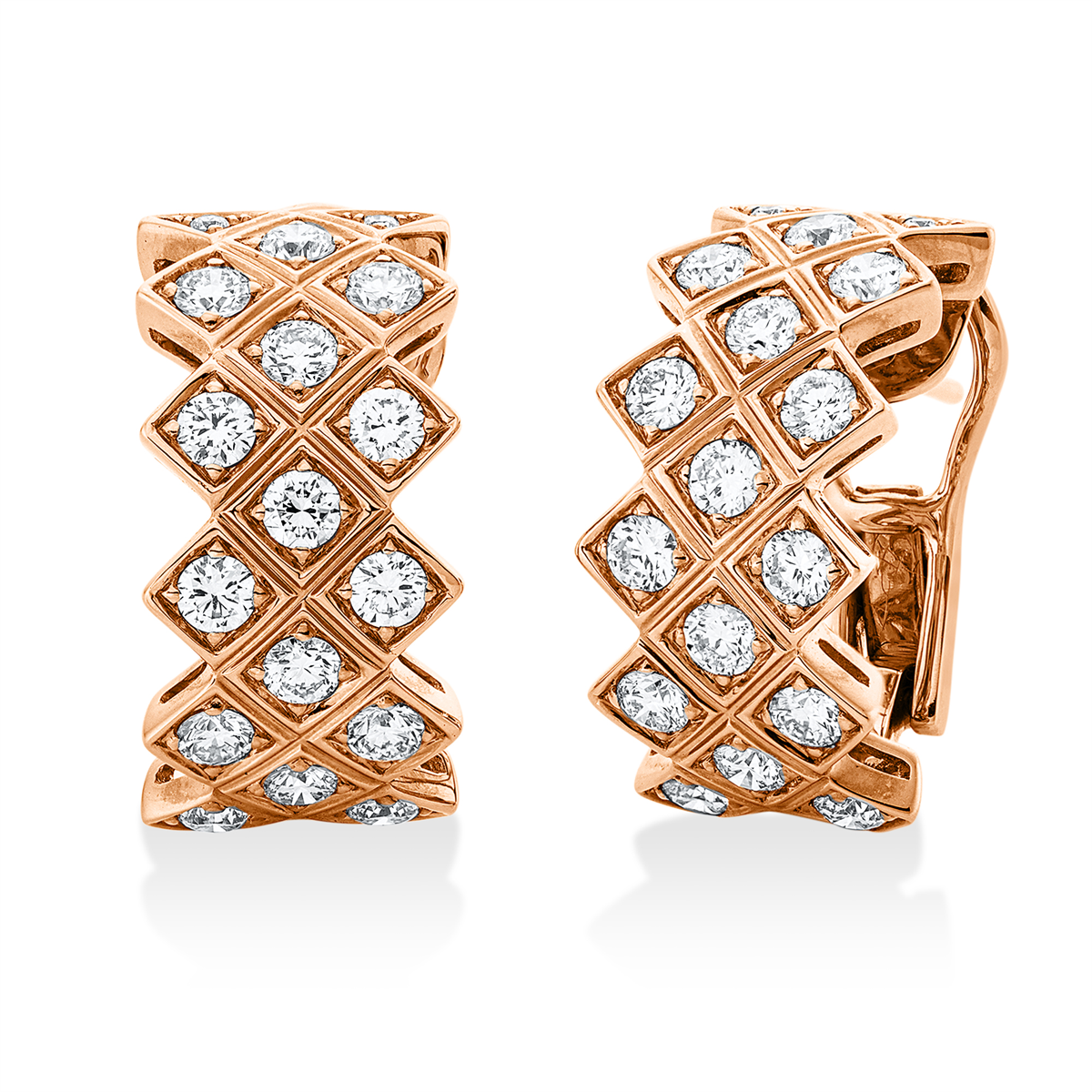 diamond full cut  exclusive hoops & huggies in red gold