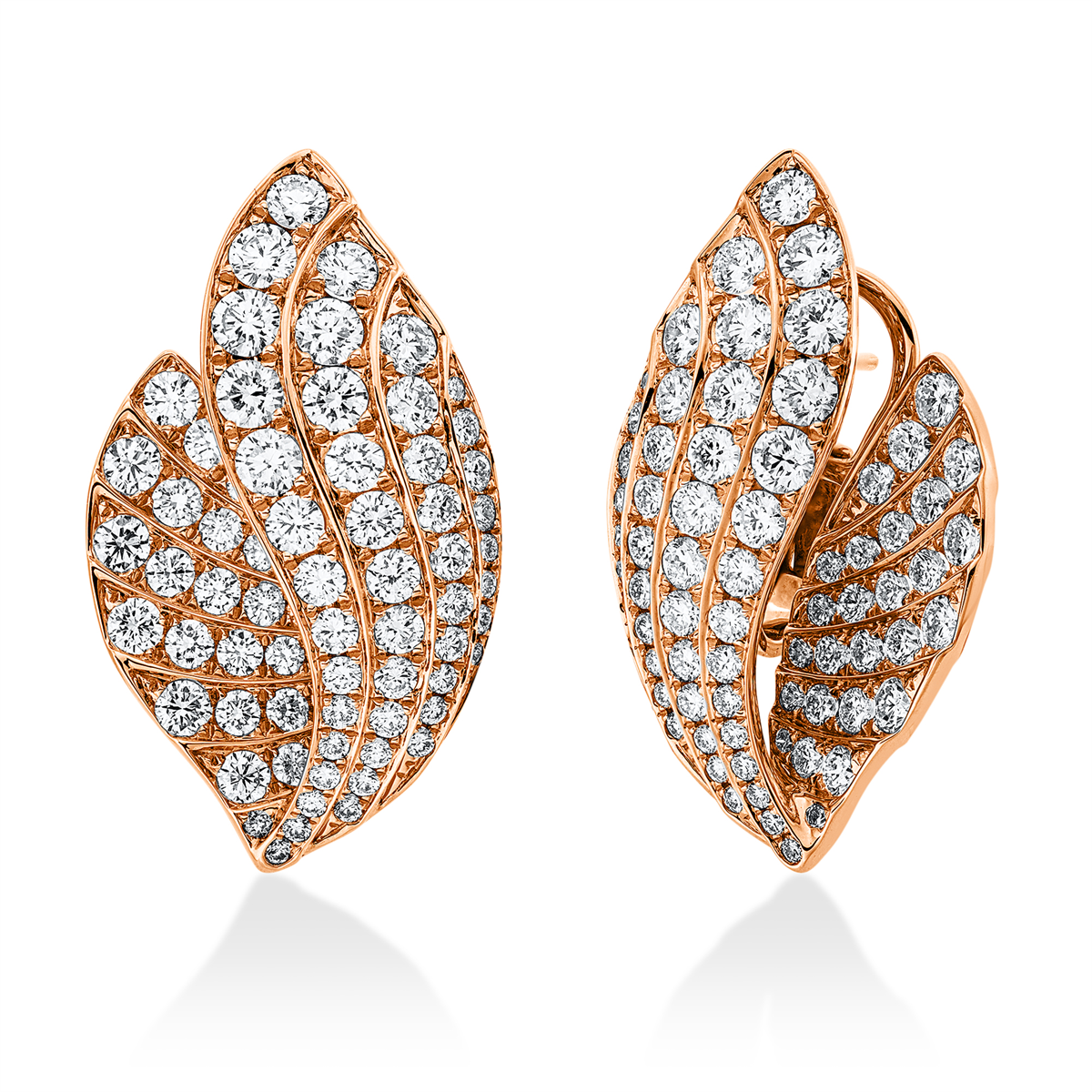 diamond full cut  pavé hoops & huggies in red gold