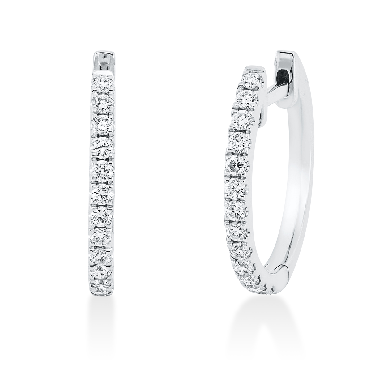 diamond full cut  modern woman hoops & huggies in white gold