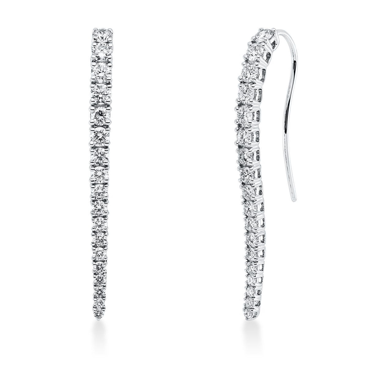 diamond full cut  modern woman earhook in white gold