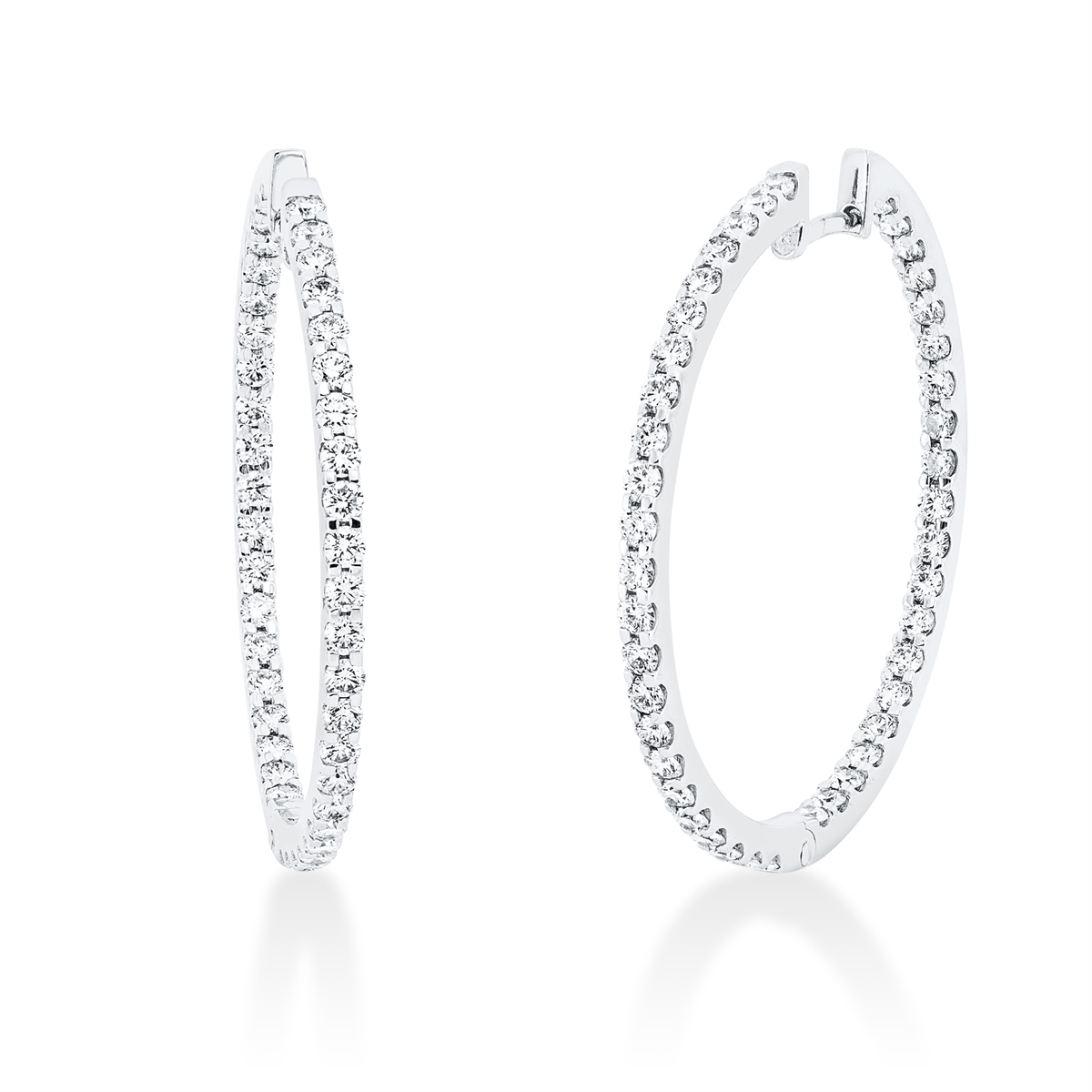 diamond full cut  exclusive hoops & huggies in white gold