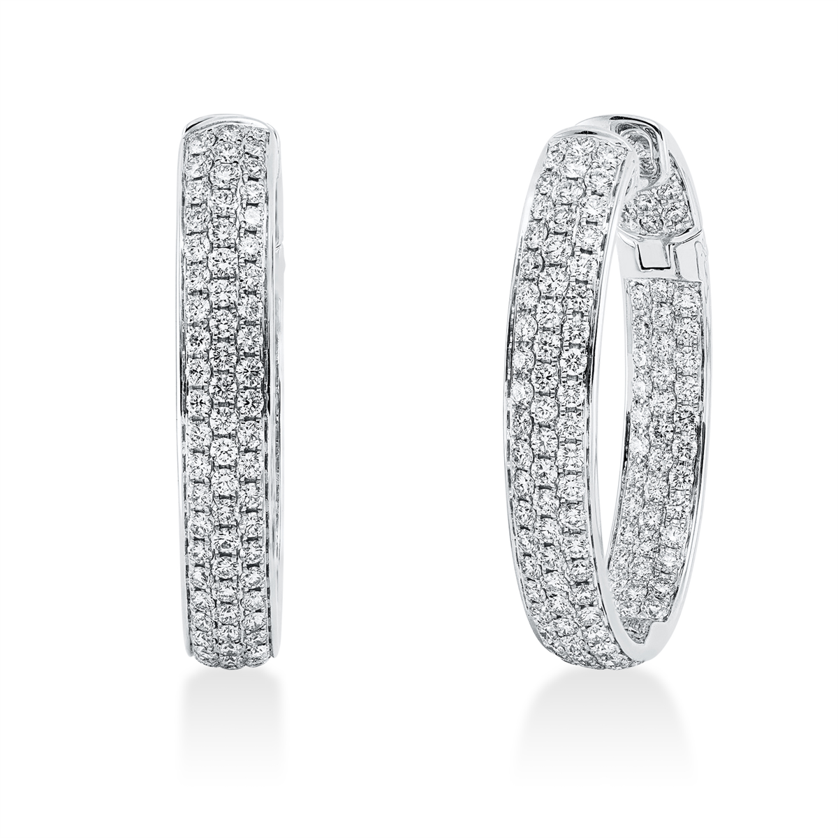 diamond full cut  pavé hoops & huggies in white gold