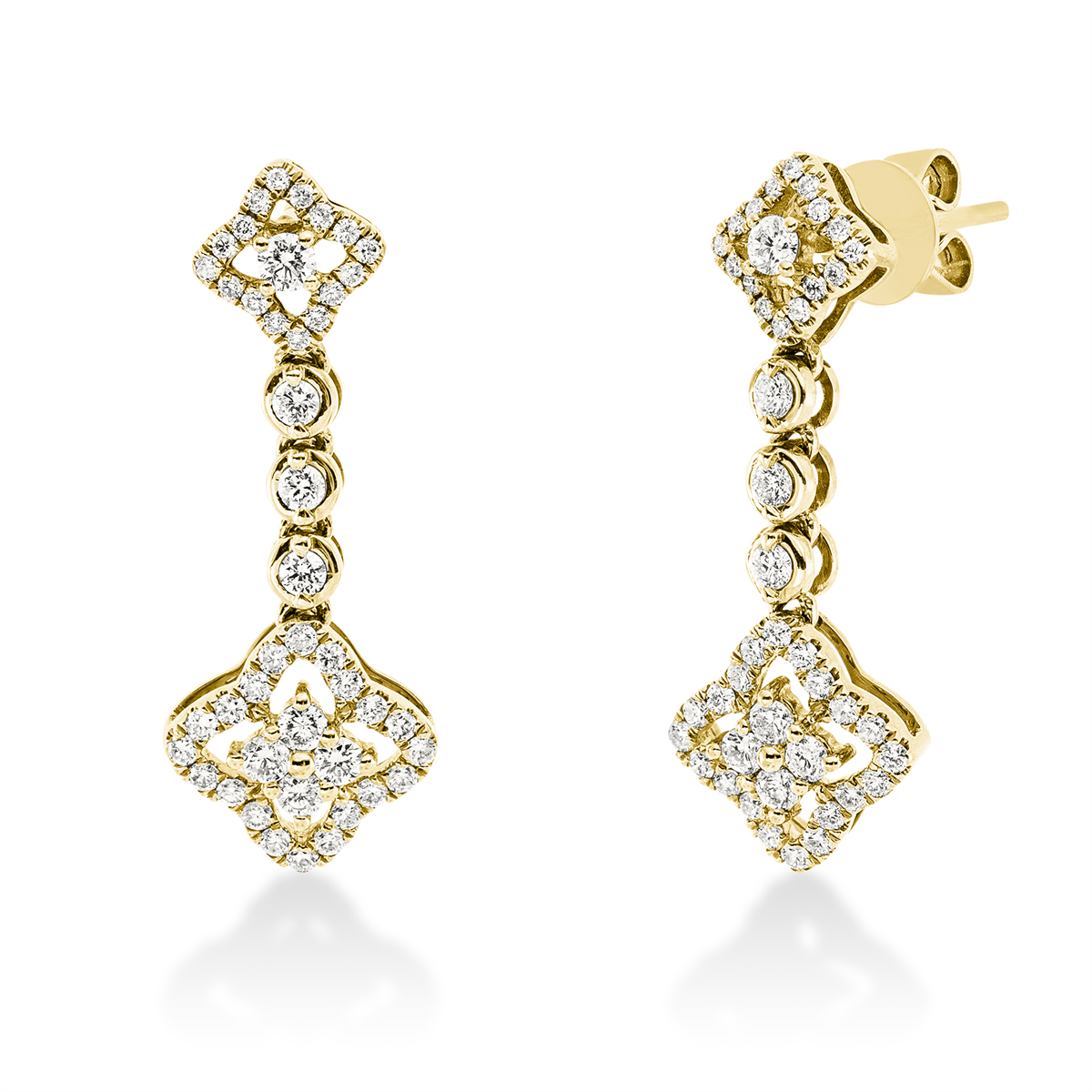 diamond full cut  modern woman earrings in yellow gold