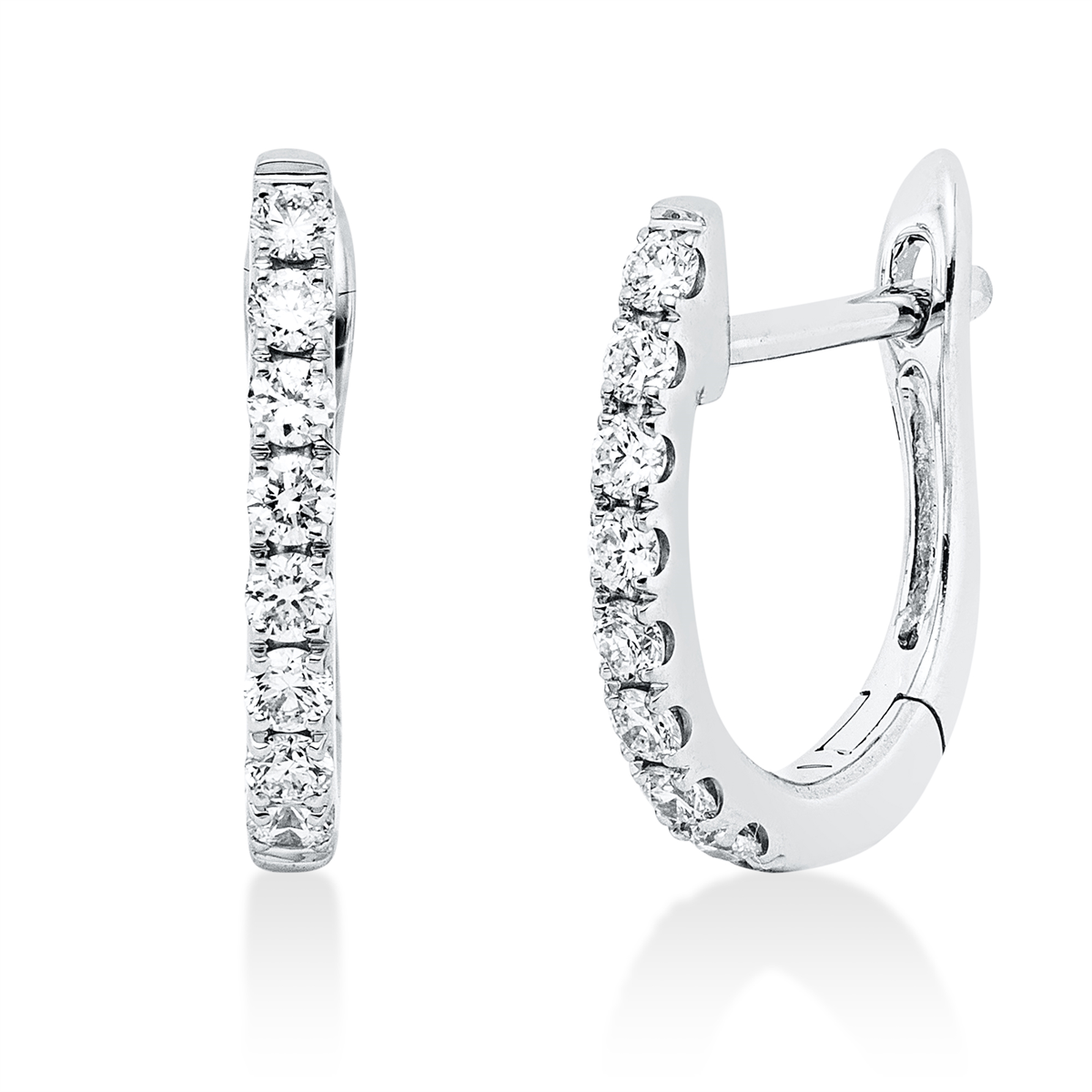 diamond full cut  modern woman hoops & huggies in white gold