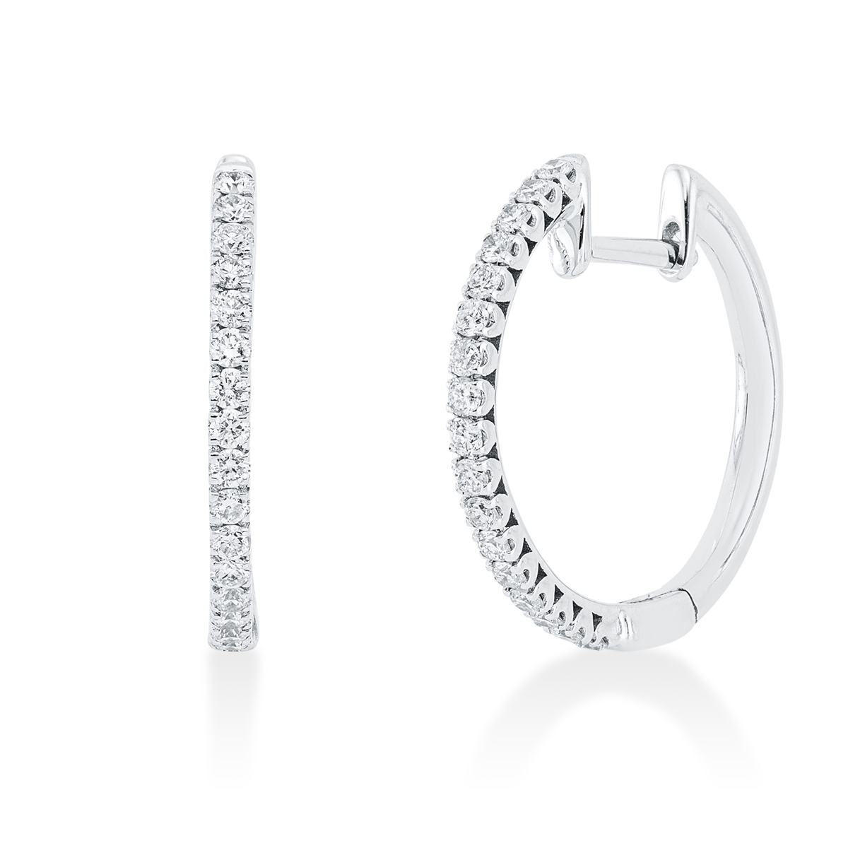 diamond full cut  modern woman hoops & huggies in white gold