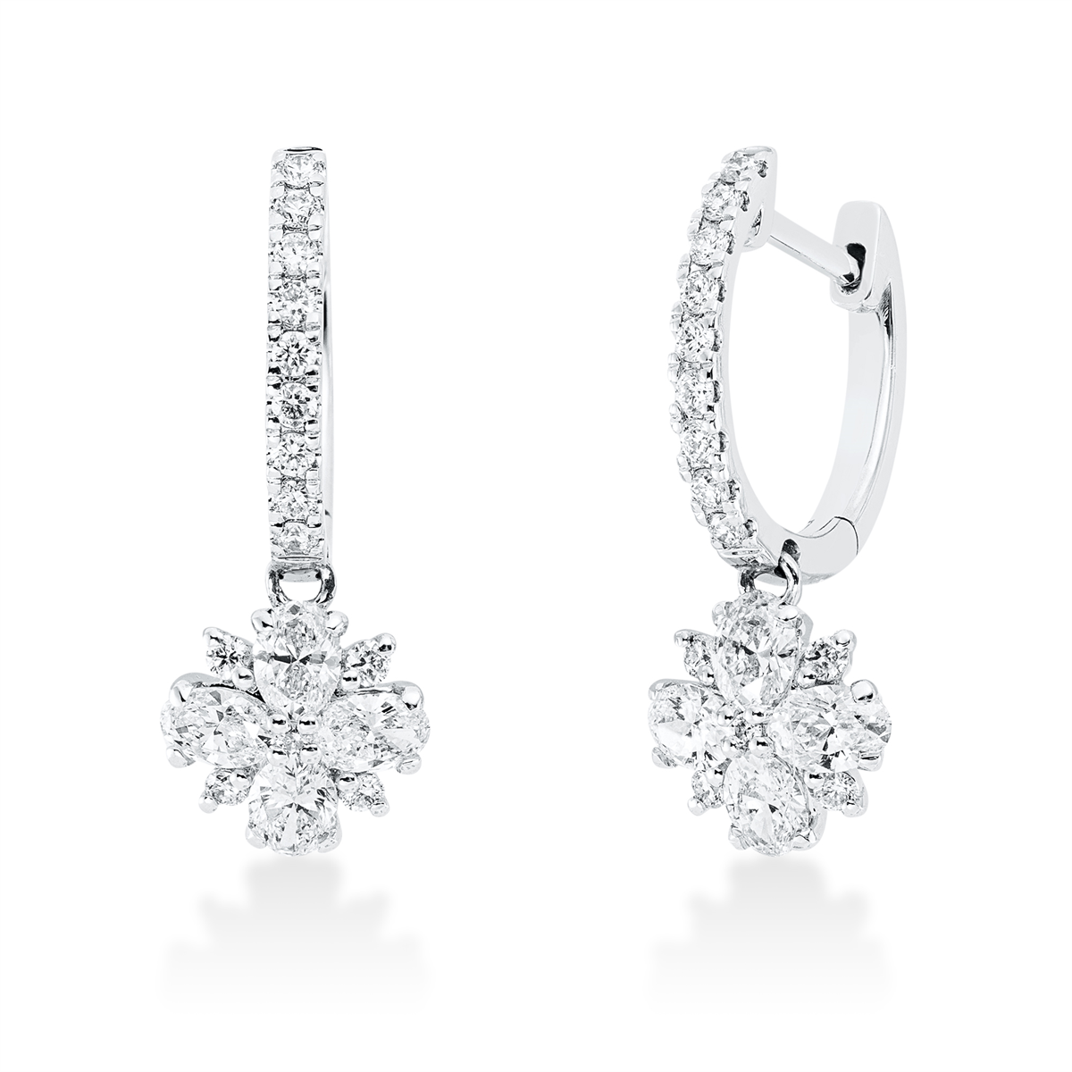 diamond full cut  illusion classic earrings in white gold