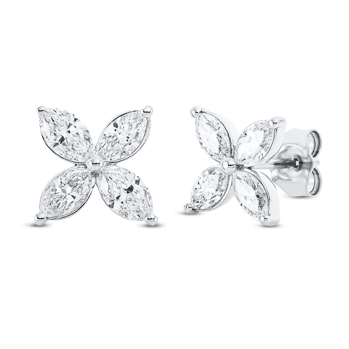 marquise  modern woman studs in white gold