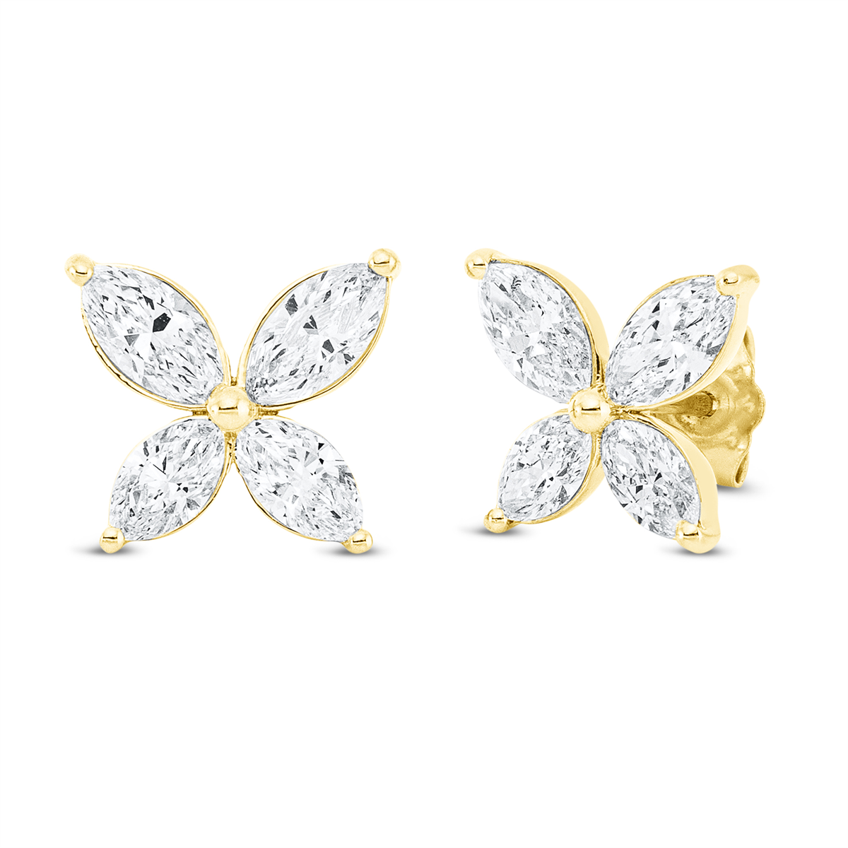 marquise  modern woman studs in yellow gold