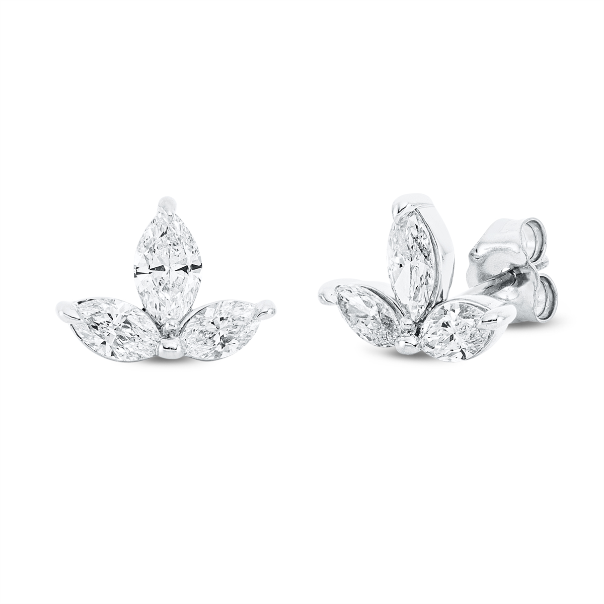 marquise  modern woman studs in white gold