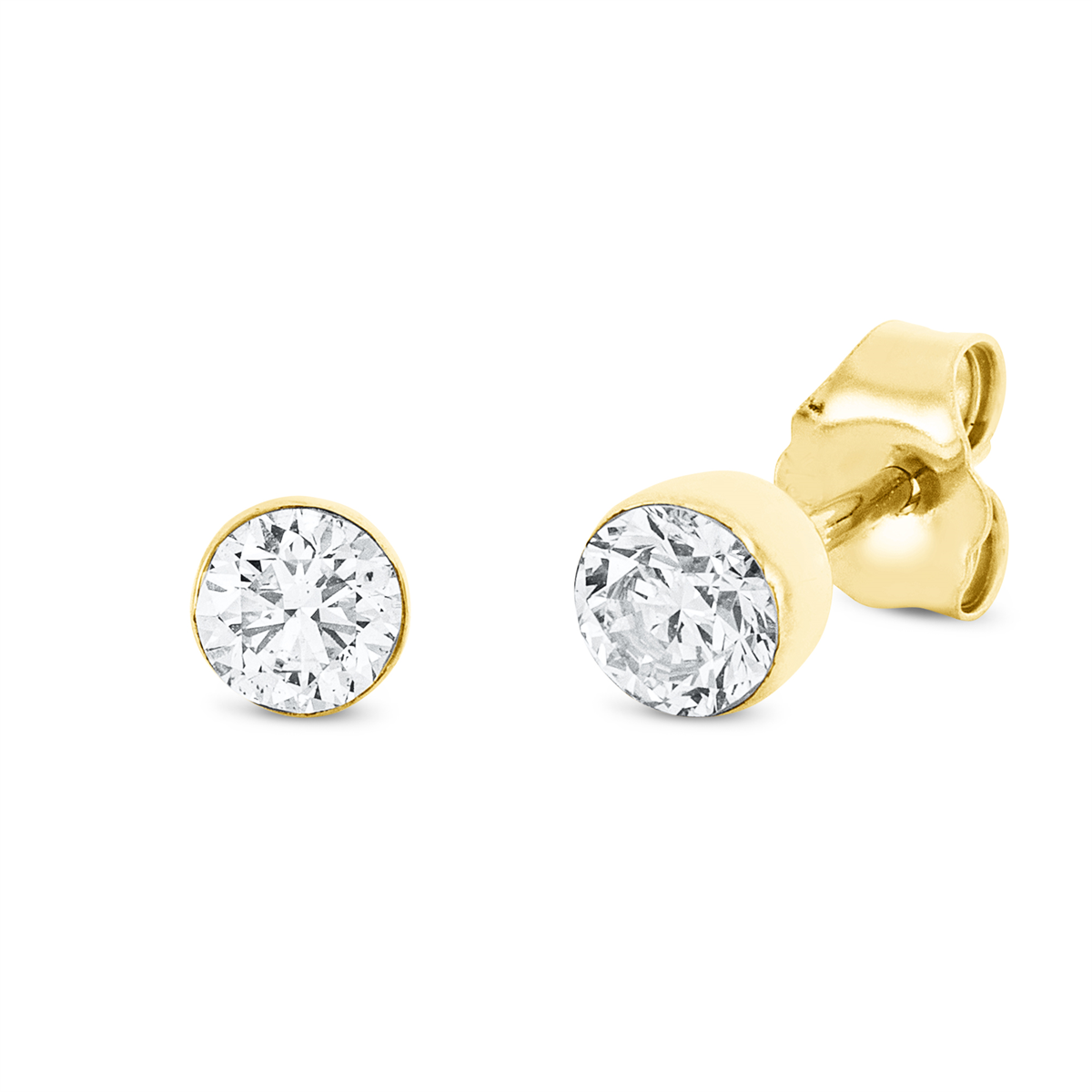 diamond full cut  solitaire studs in yellow gold