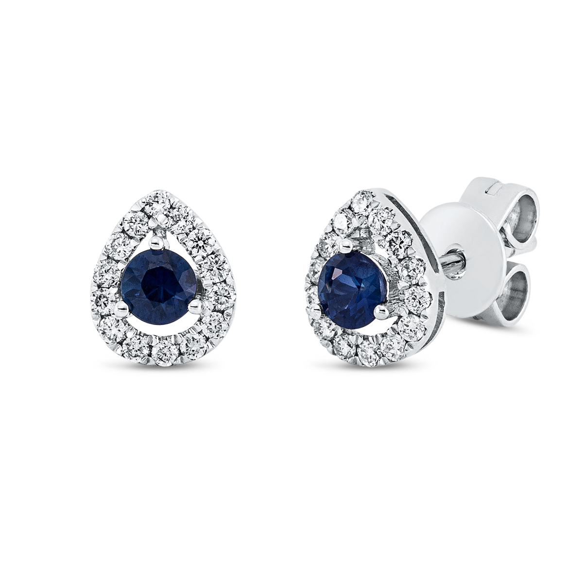 diamond full cut sapphire colored stone classic studs in white gold