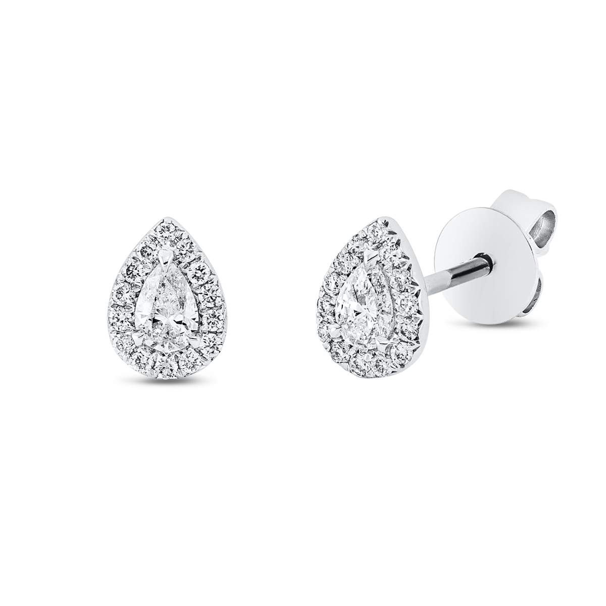 diamond full cut  solitaire with accent stones studs in white gold