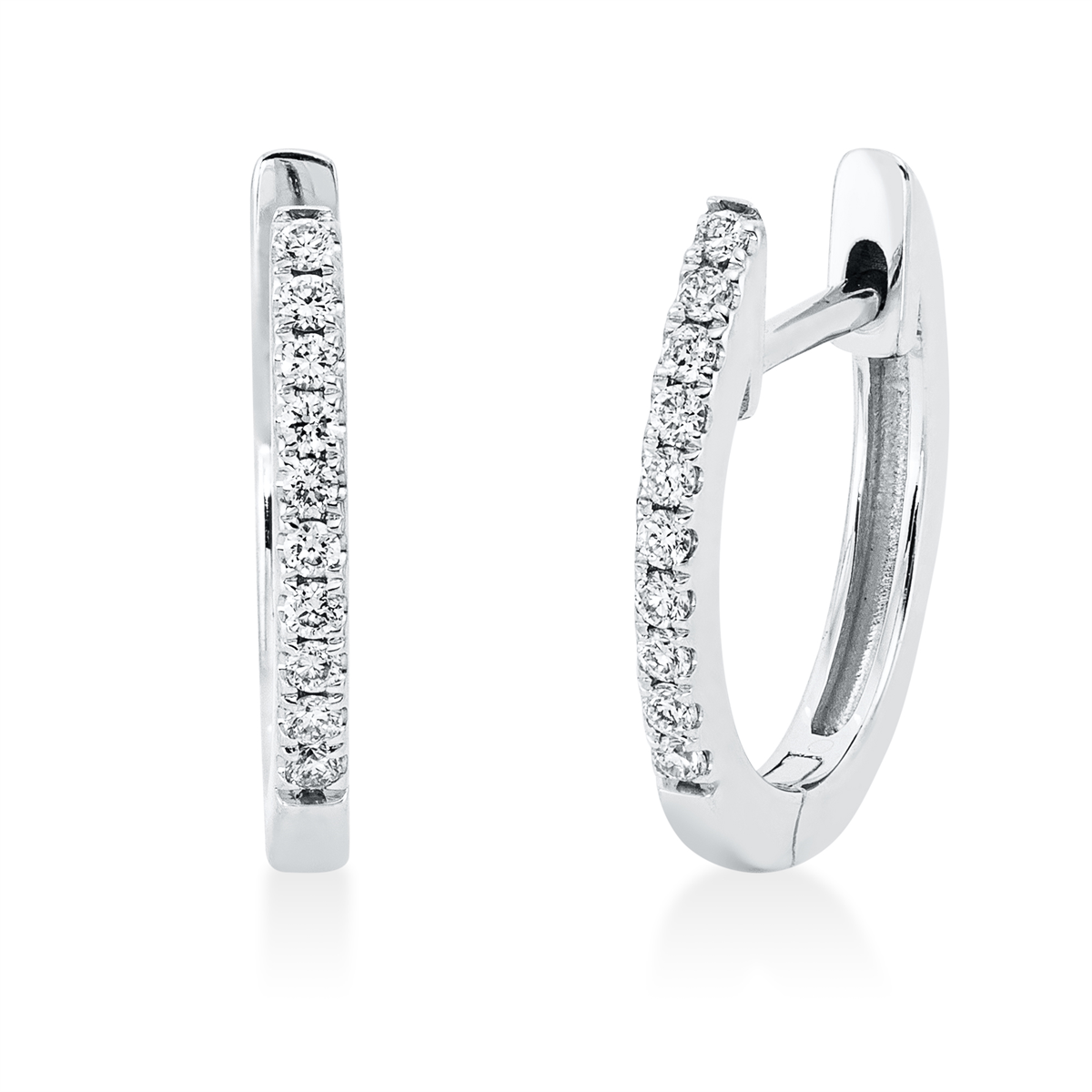 diamond full cut  modern woman hoops & huggies in white gold