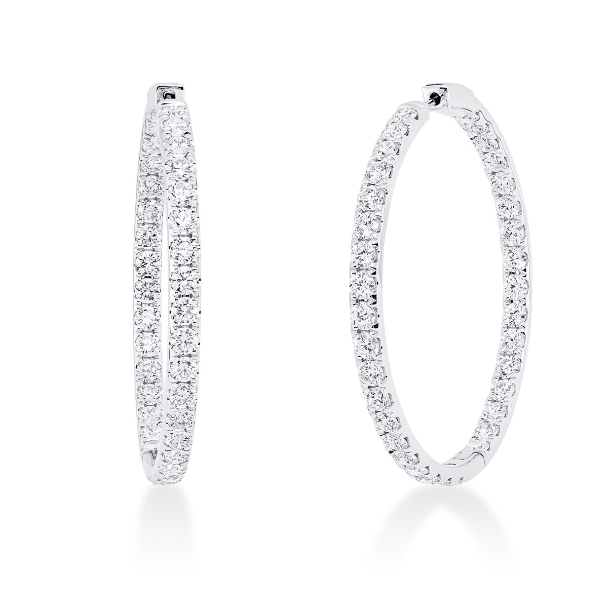 diamond full cut  exclusive hoops & huggies in white gold