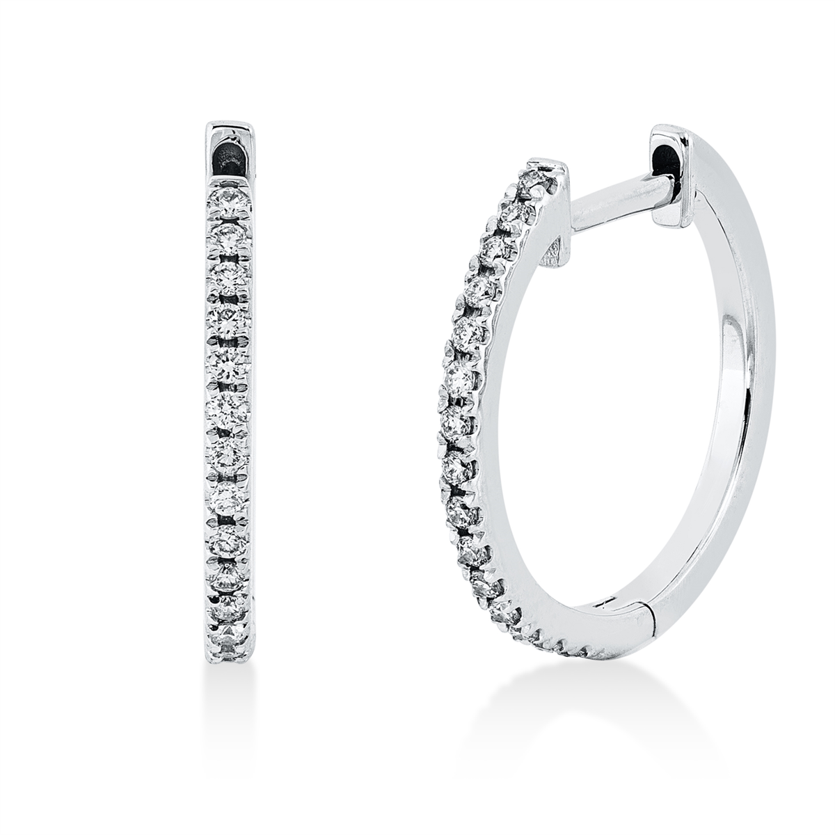 diamond full cut  modern woman hoops & huggies in white gold
