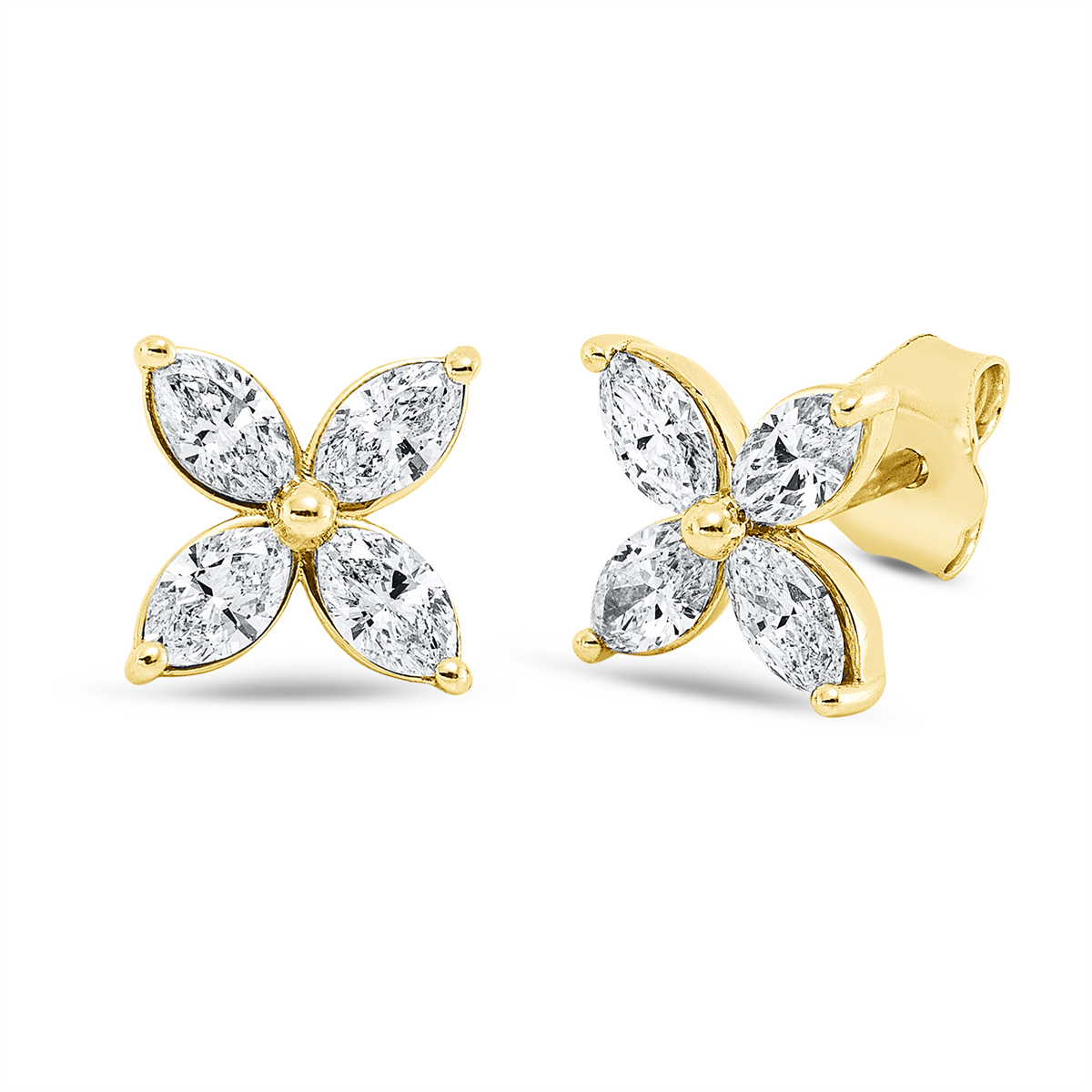 marquise  modern woman studs in yellow gold