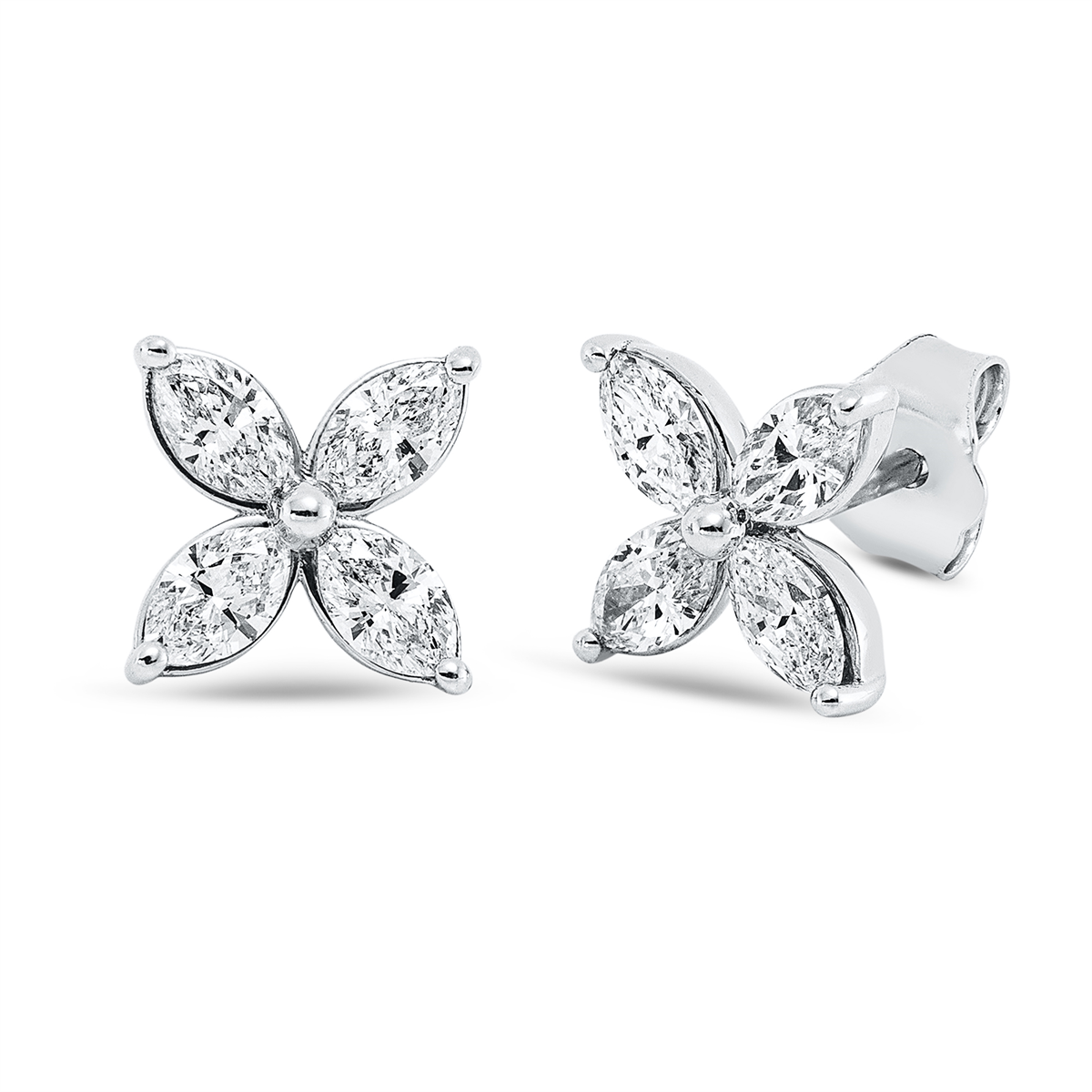 marquise  modern woman studs in white gold