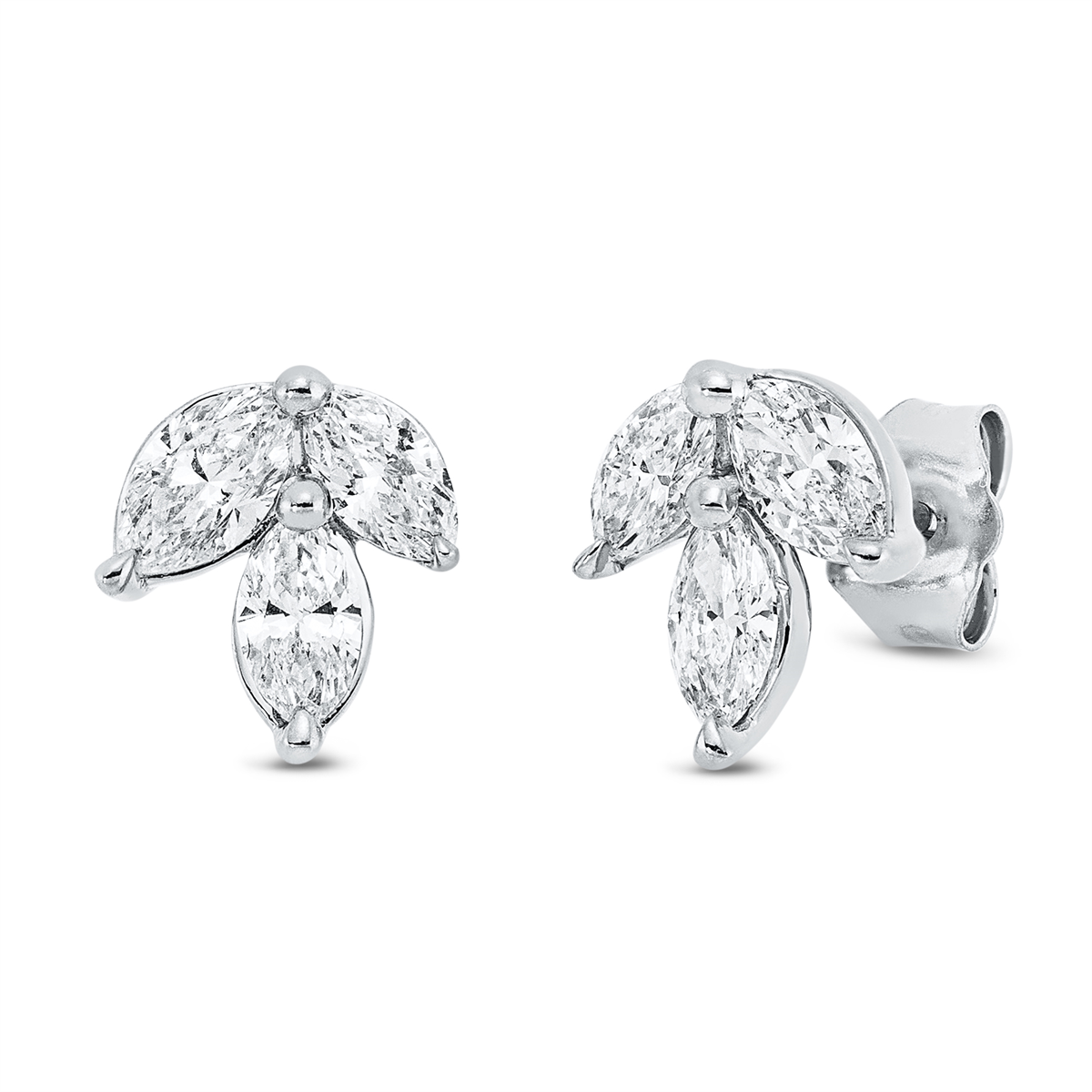 marquise  modern woman studs in white gold