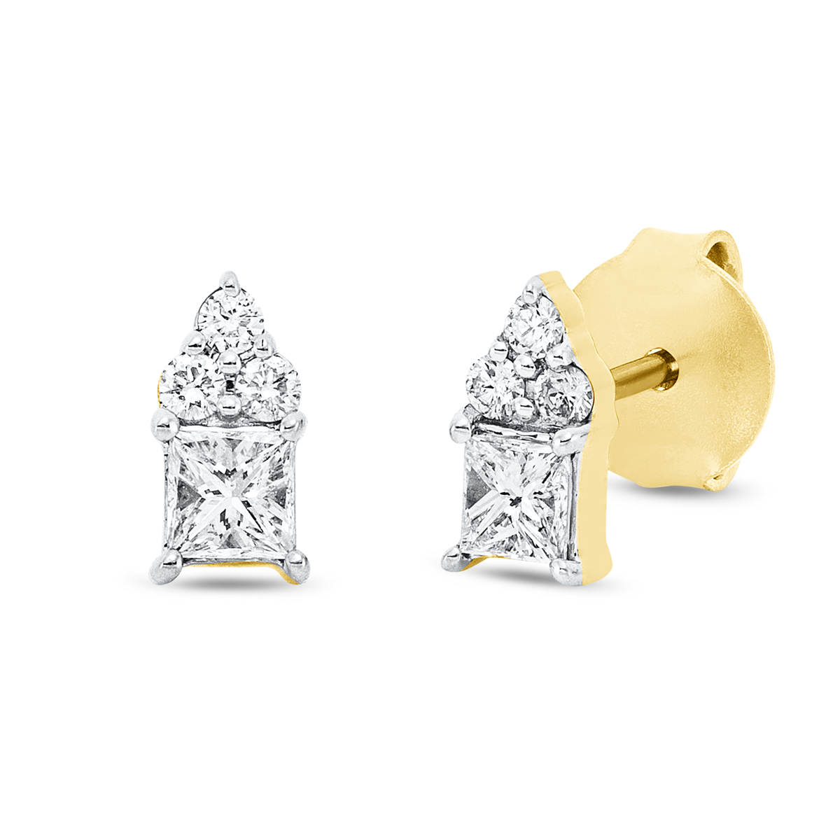 diamond full cut  modern woman studs in yellow gold