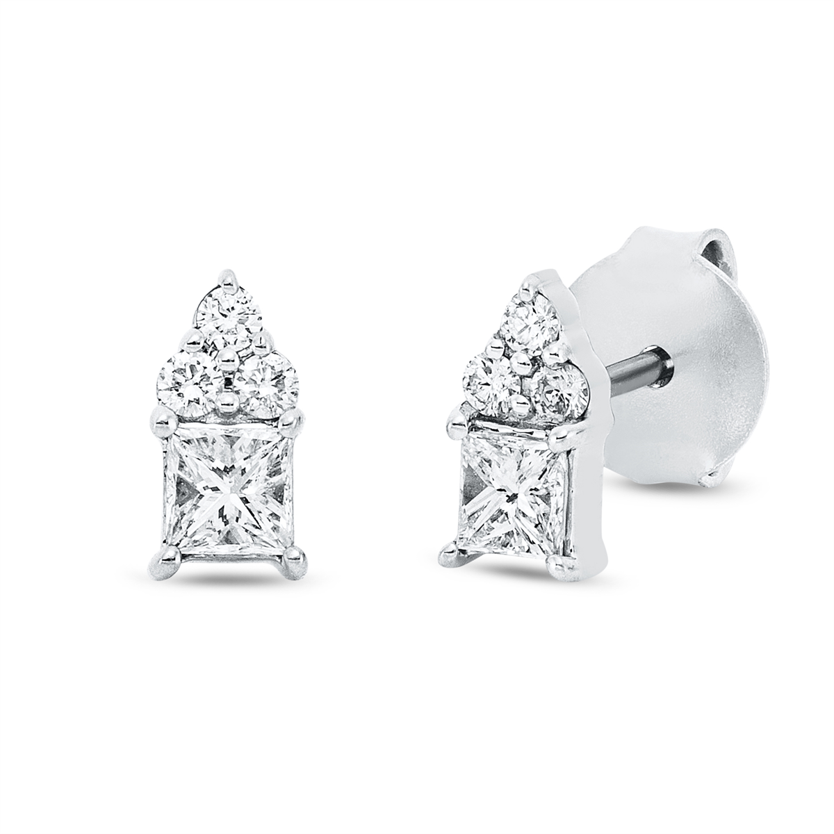 diamond full cut  modern woman studs in white gold