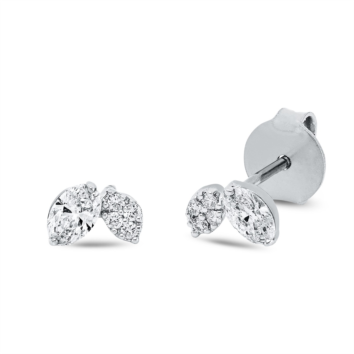 diamond full cut  modern woman studs in white gold