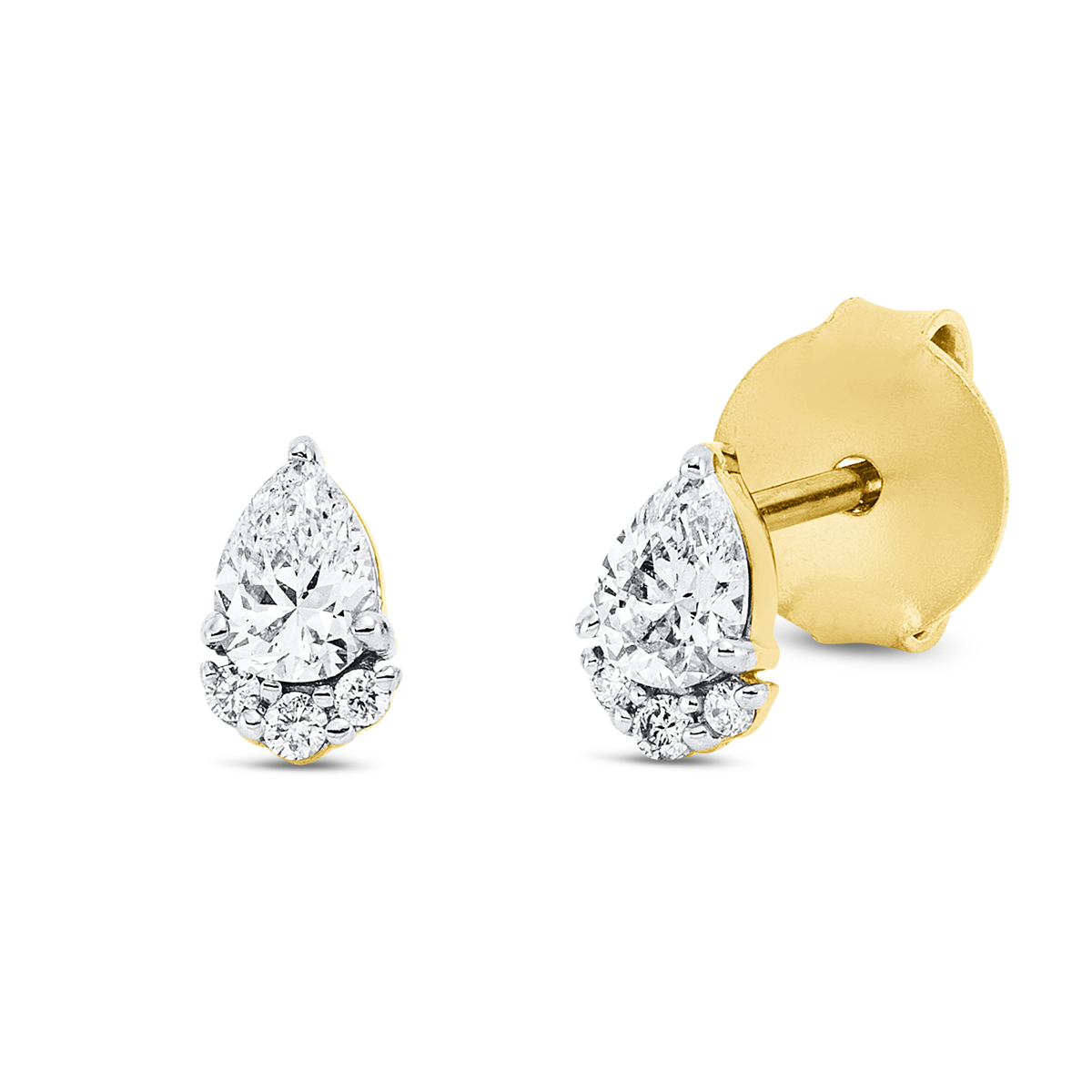 diamond full cut  modern woman studs in yellow gold