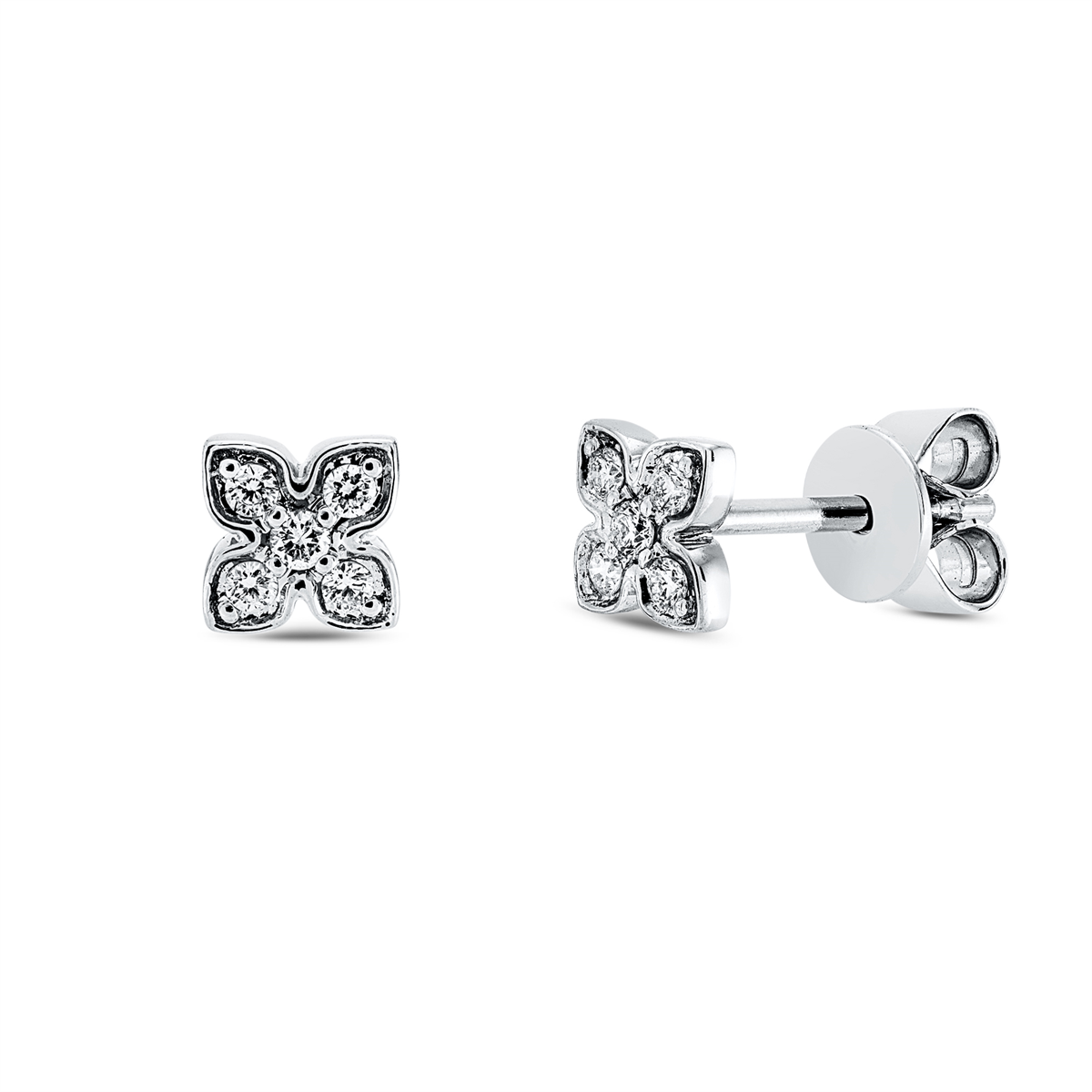 diamond full cut  modern woman studs in white gold