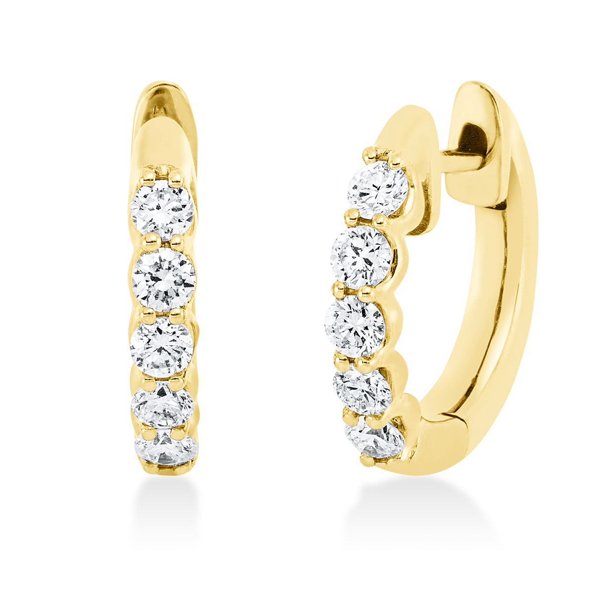 diamond full cut  modern woman hoops & huggies in yellow gold