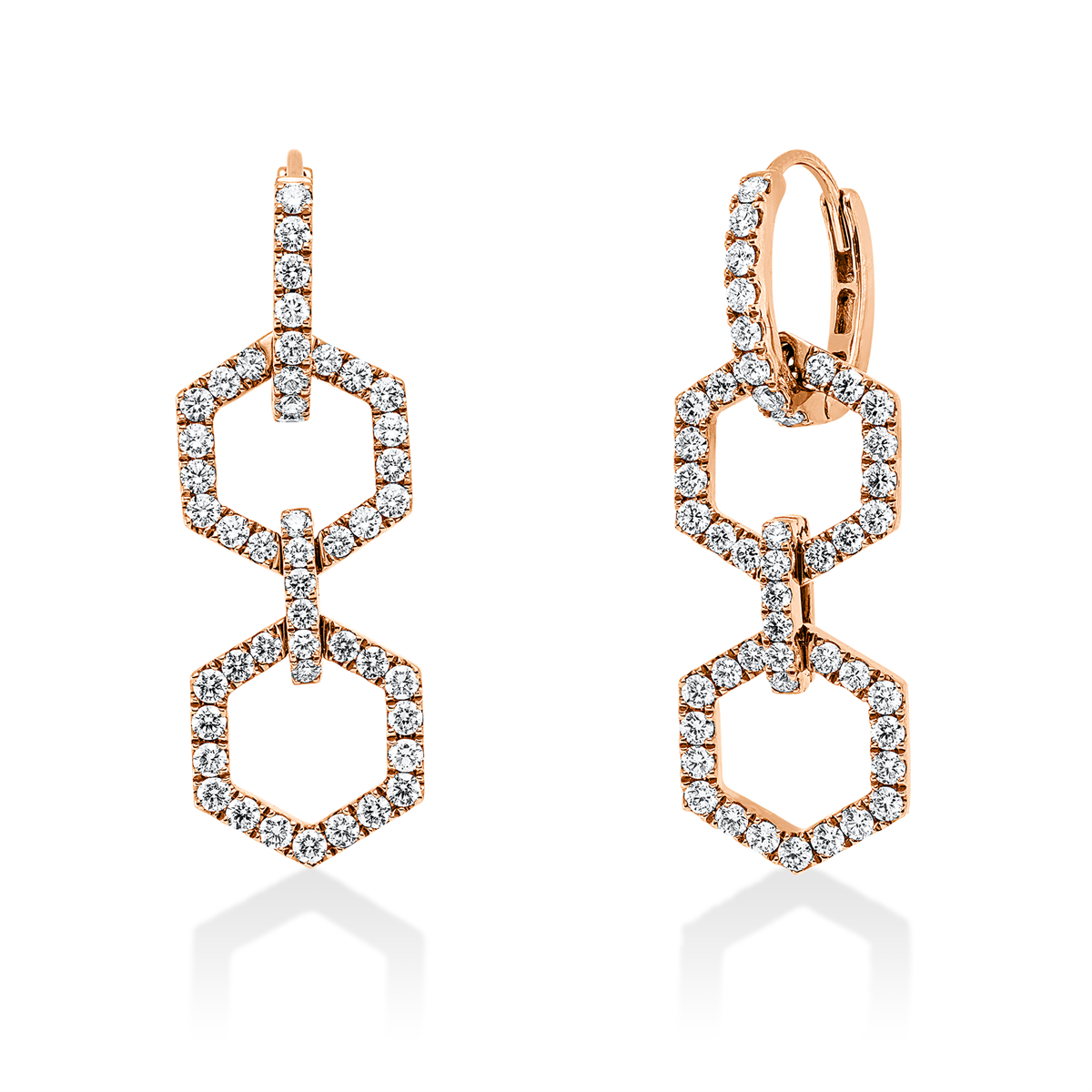 diamond full cut  exclusive earrings in red gold