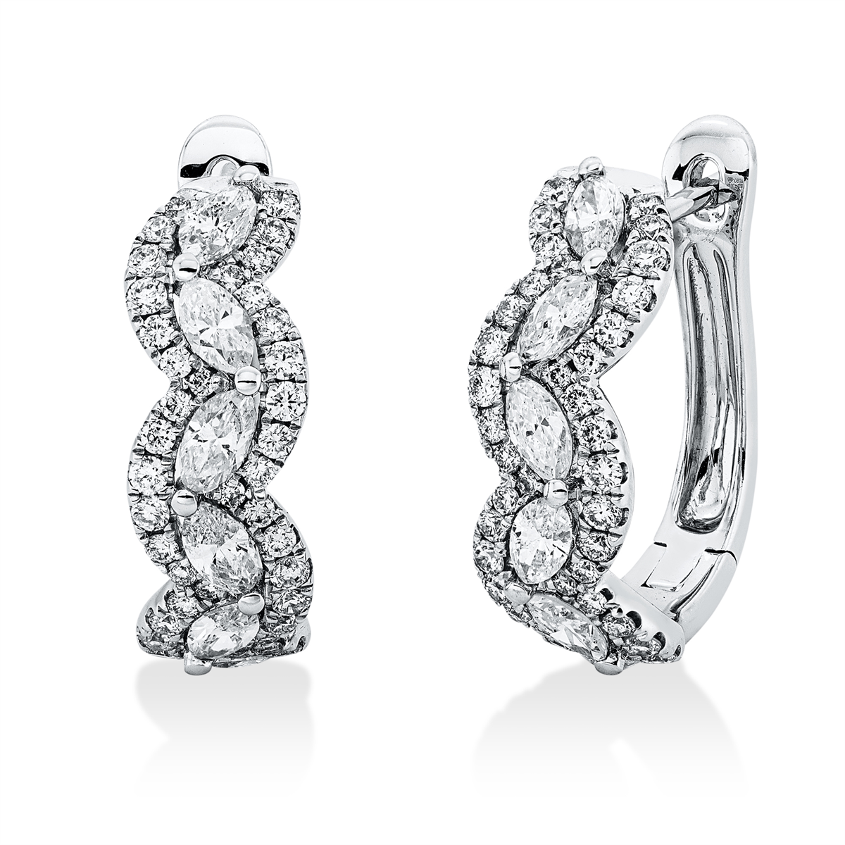 diamond full cut  exclusive hoops & huggies in white gold
