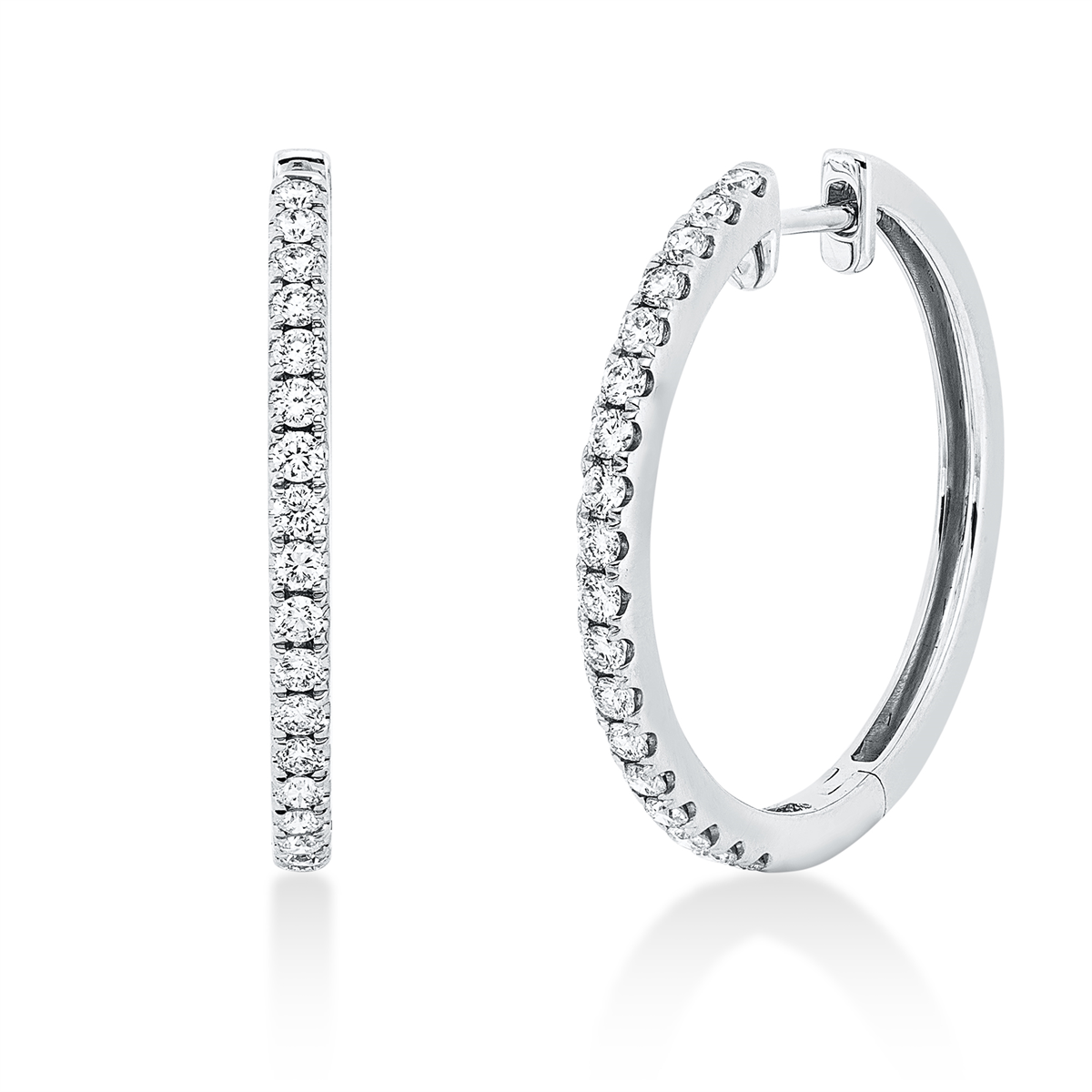 diamond full cut  modern woman hoops & huggies in white gold