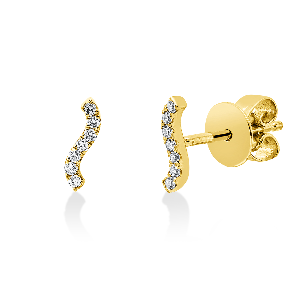diamond full cut  modern woman studs in yellow gold