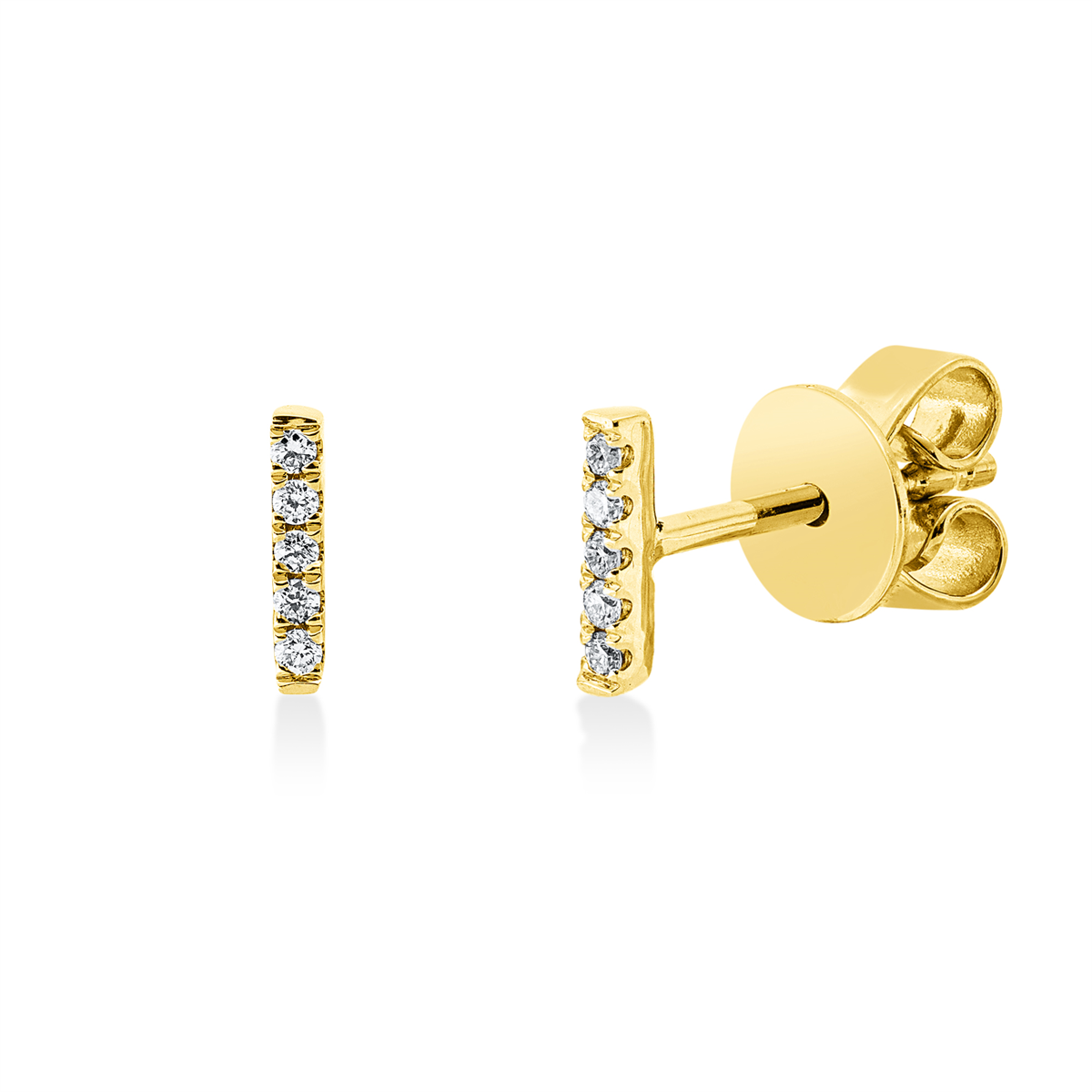 diamond full cut  modern woman studs in yellow gold