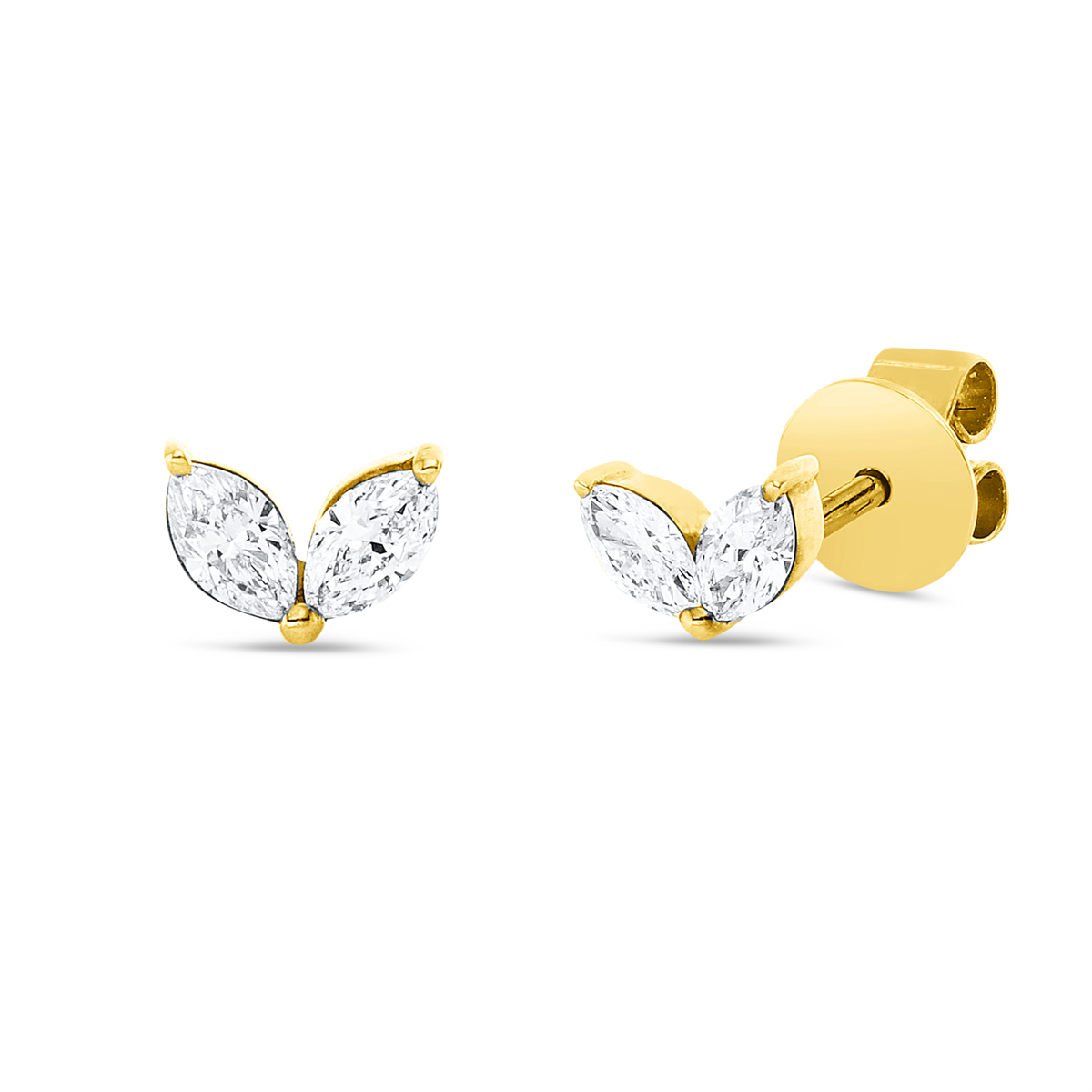 marquise  modern woman studs in yellow gold