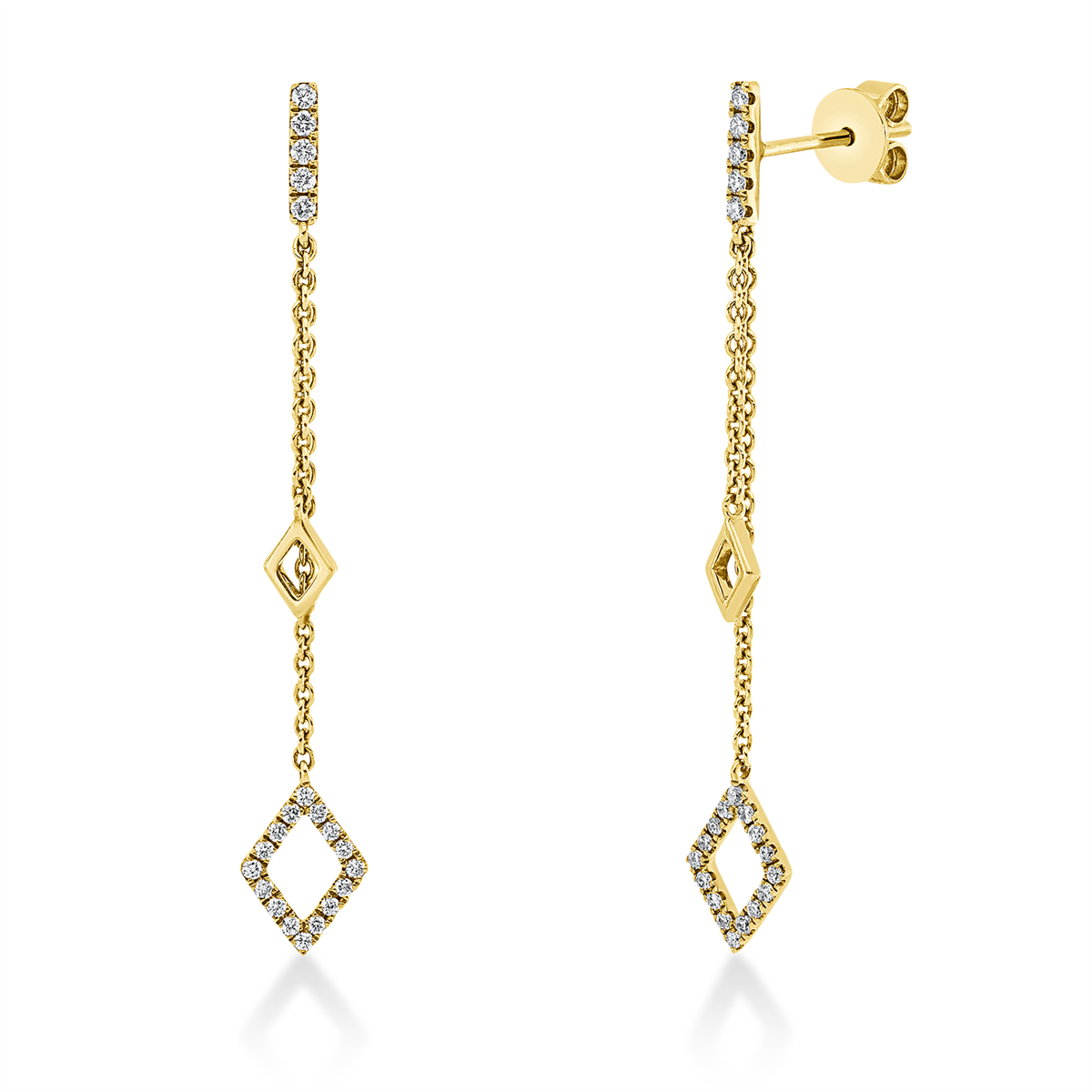 diamond full cut  modern woman earrings in yellow gold