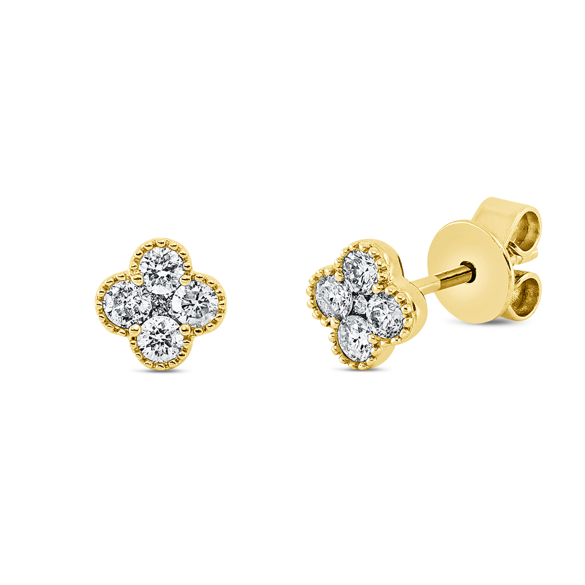 diamond full cut  modern woman studs in yellow gold