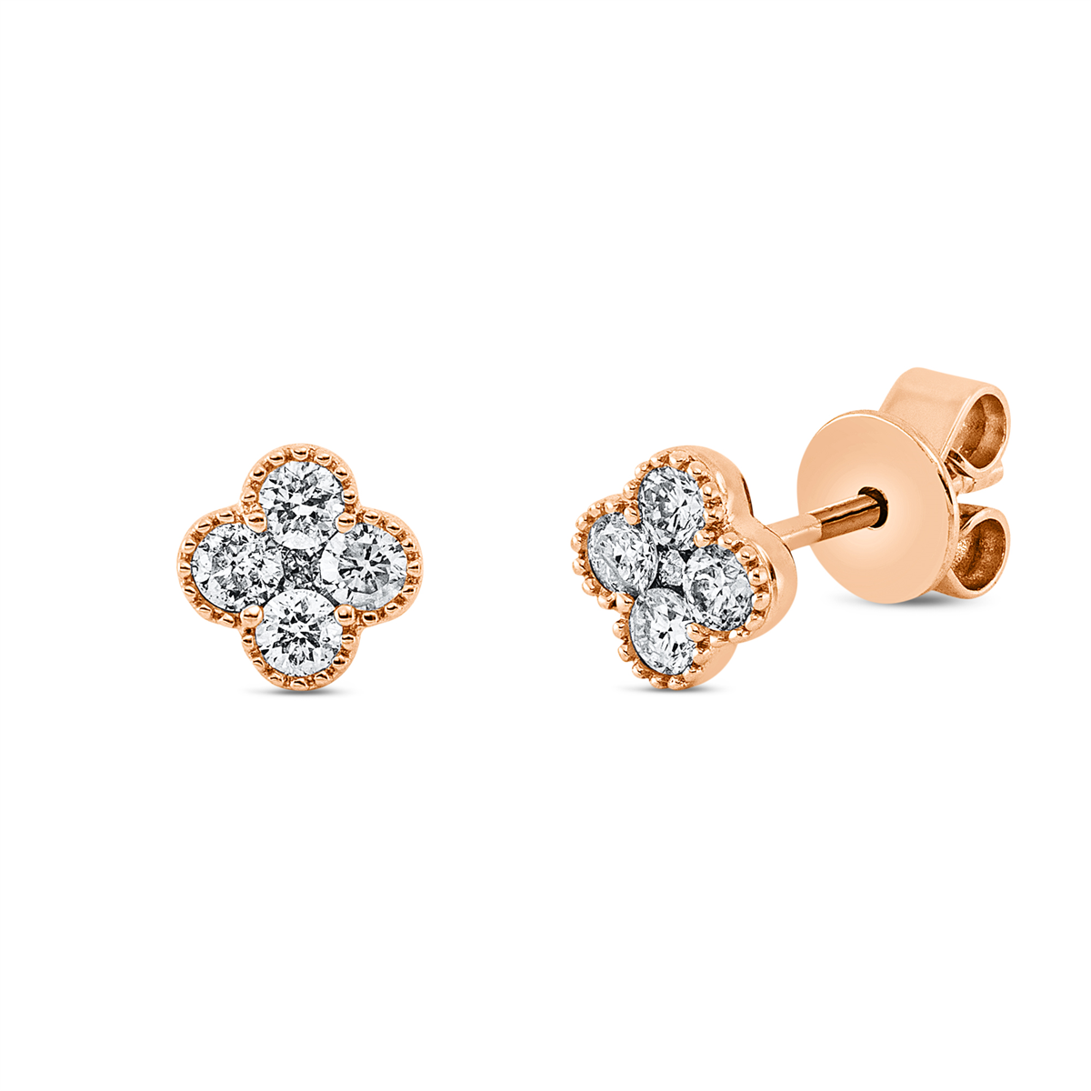 diamond full cut  modern woman studs in red gold