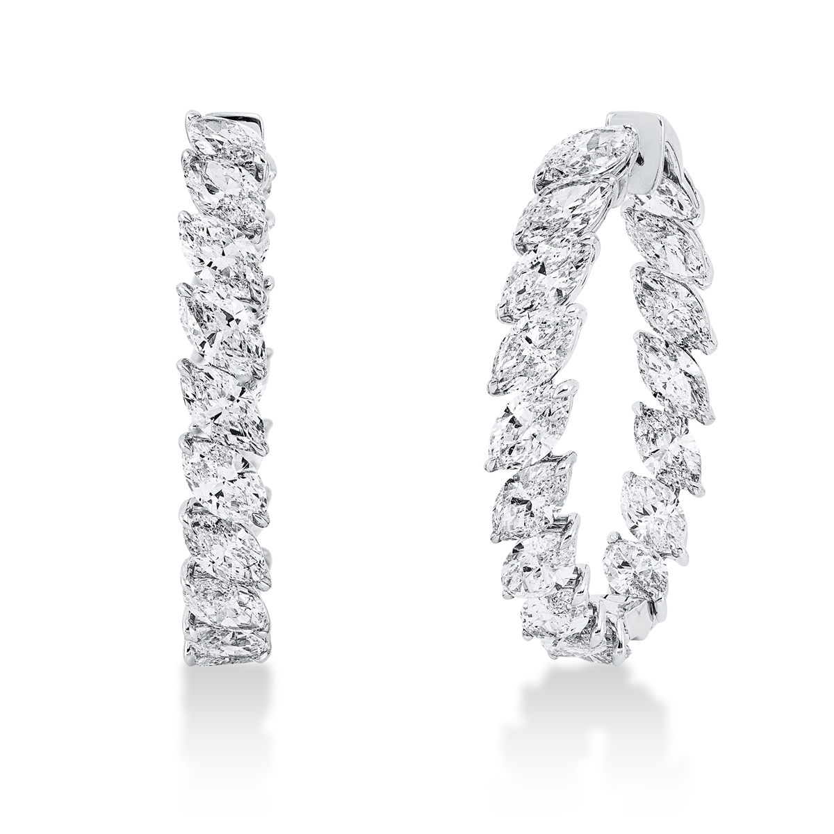 marquise  exclusive hoops & huggies in white gold