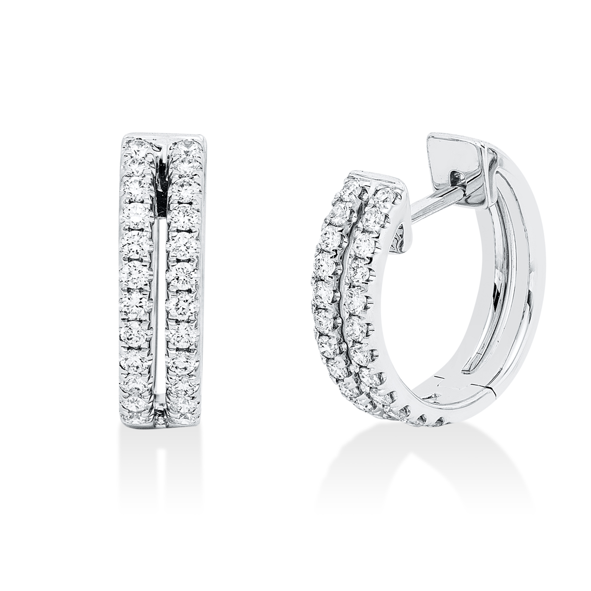 diamond full cut  modern woman hoops & huggies in white gold
