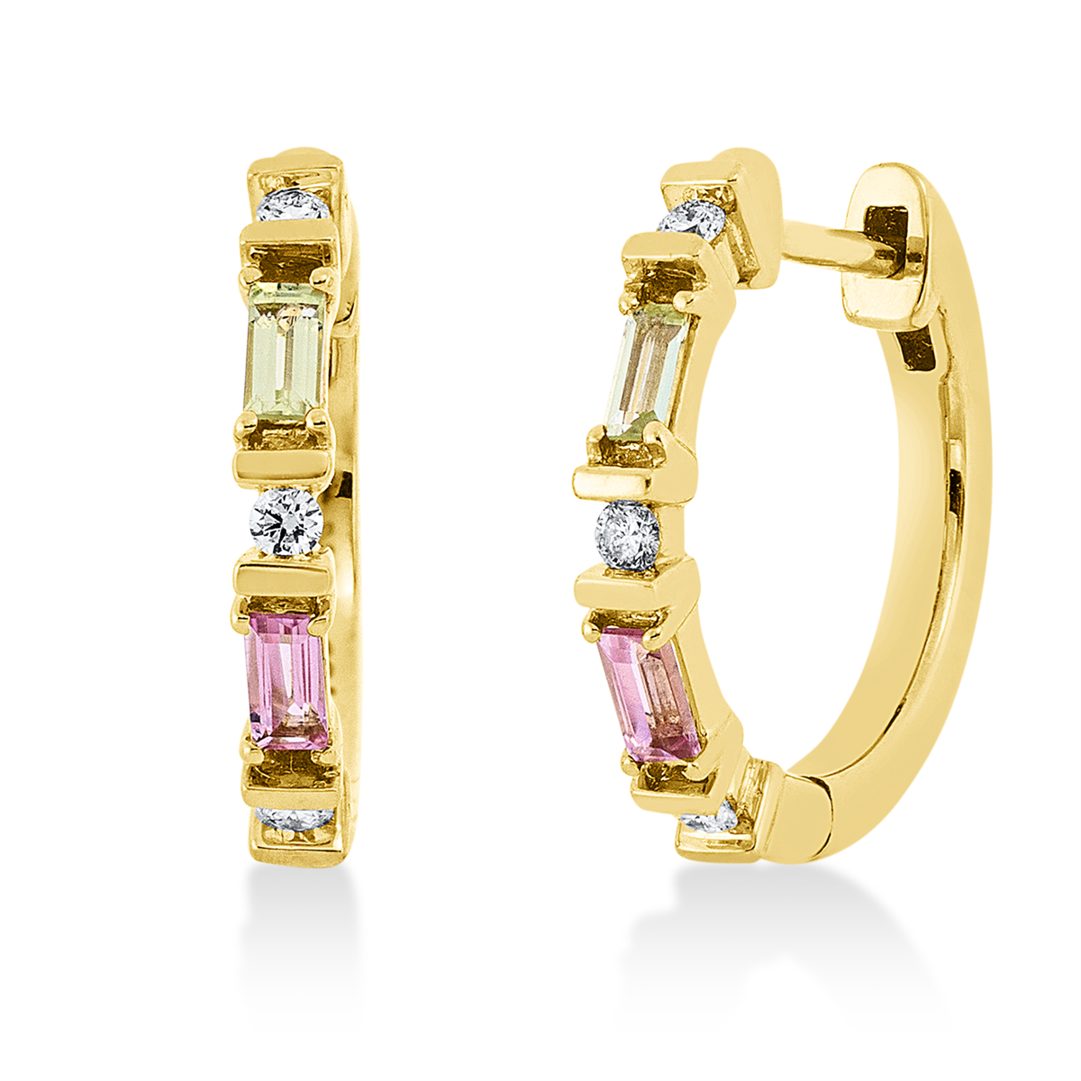 gekleurde stenen mode hoepels en knuffels - 2U181