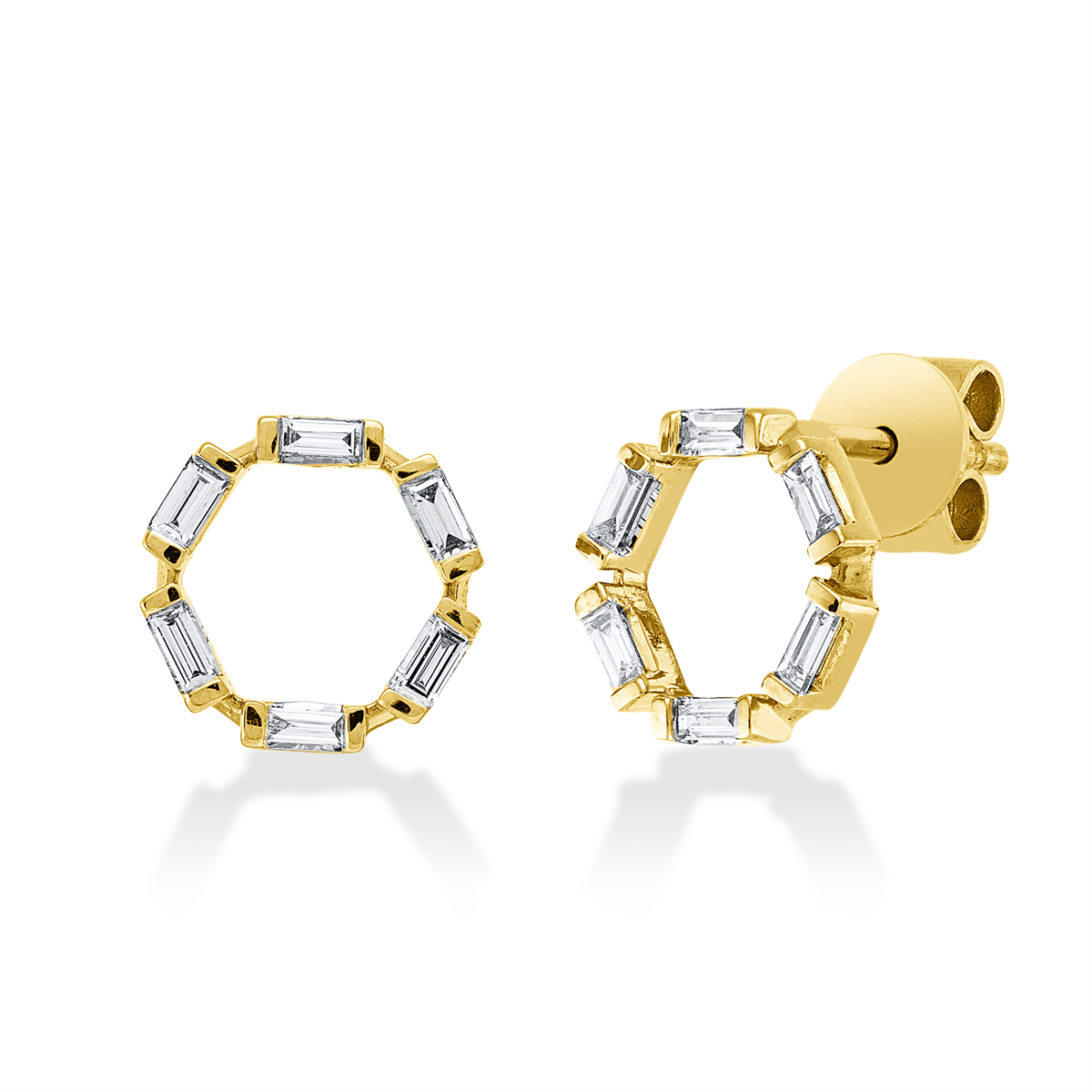 baguette  baguette studs in yellow gold