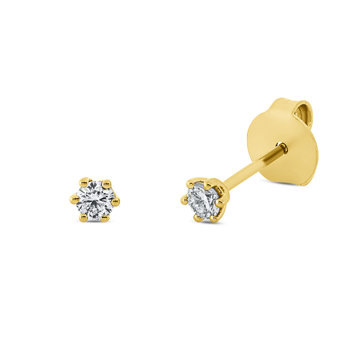 diamond full cut  solitaire studs in yellow gold